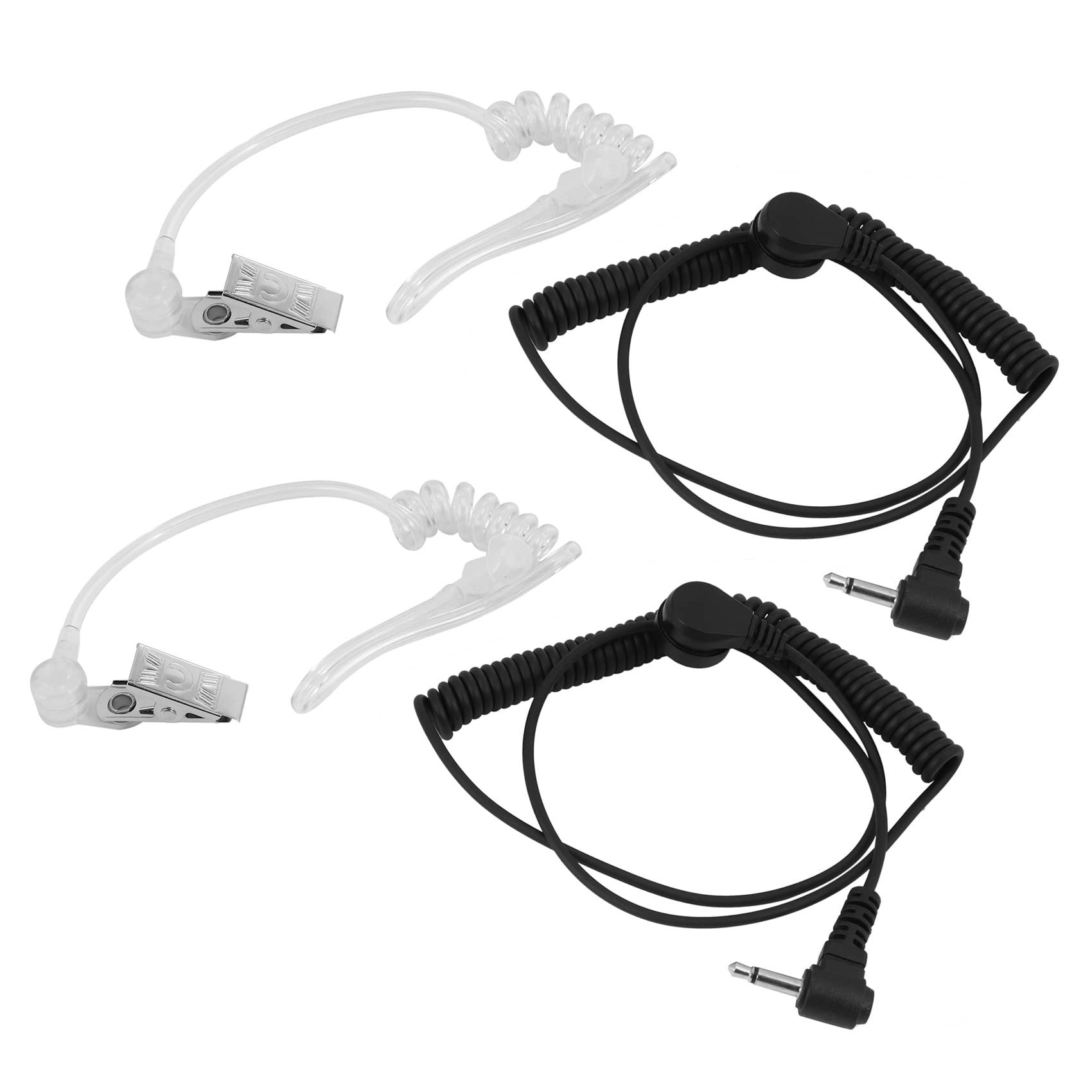 2X 617-1N 3.5mm Surveillance Headset - Clear Acoustic Coil Tube Earpiece for Listen Only Monitoring | Ideal for Security, Law Enforcement & Private Investigations