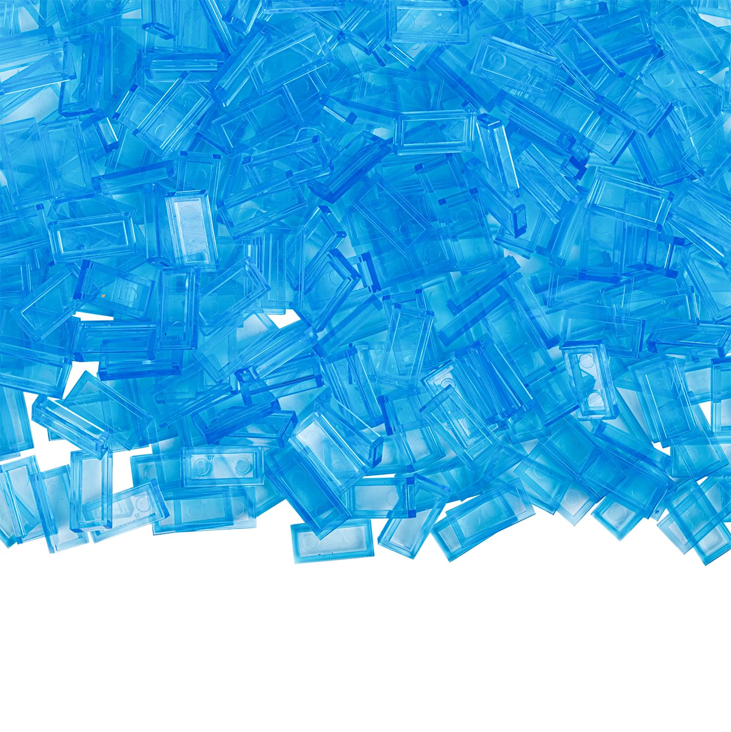 550 PCS Transparent Light Blue 1x2 Tiles - Bulk Flat Building Bricks Toy for Kids, Compatible with Lego Bricks, Perfect for Water Play & Creative Building Block Sets - Ideal for DIY Projects, Mosaic Art & STEM Learning Activities