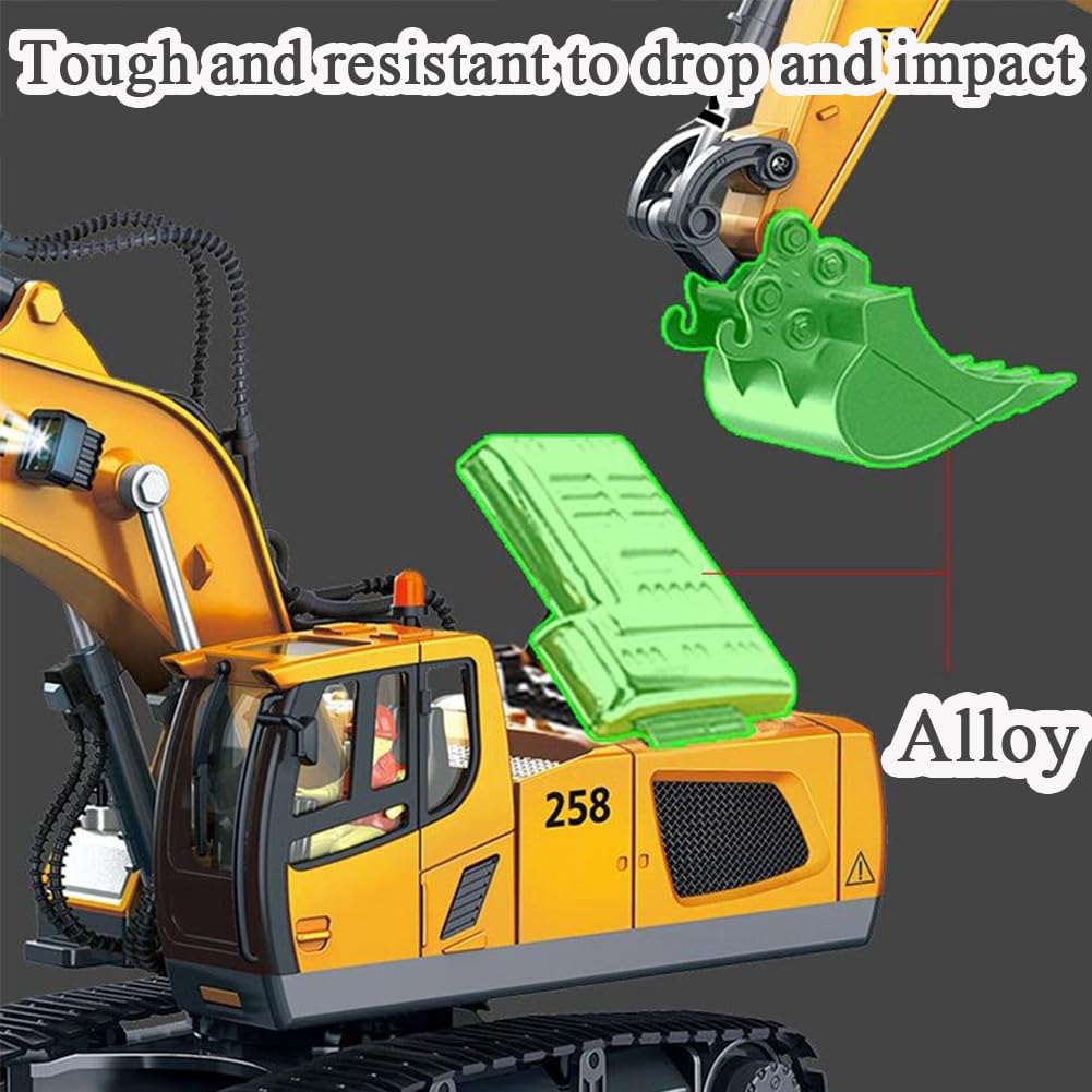 1:20 Scale Remote Control Excavator Toy with 360° Rotation & 11-Channel RC - Excavator & Dump Truck Set for Adults & Kids | Construction Play, Outdoor Fun, Birthday Gift