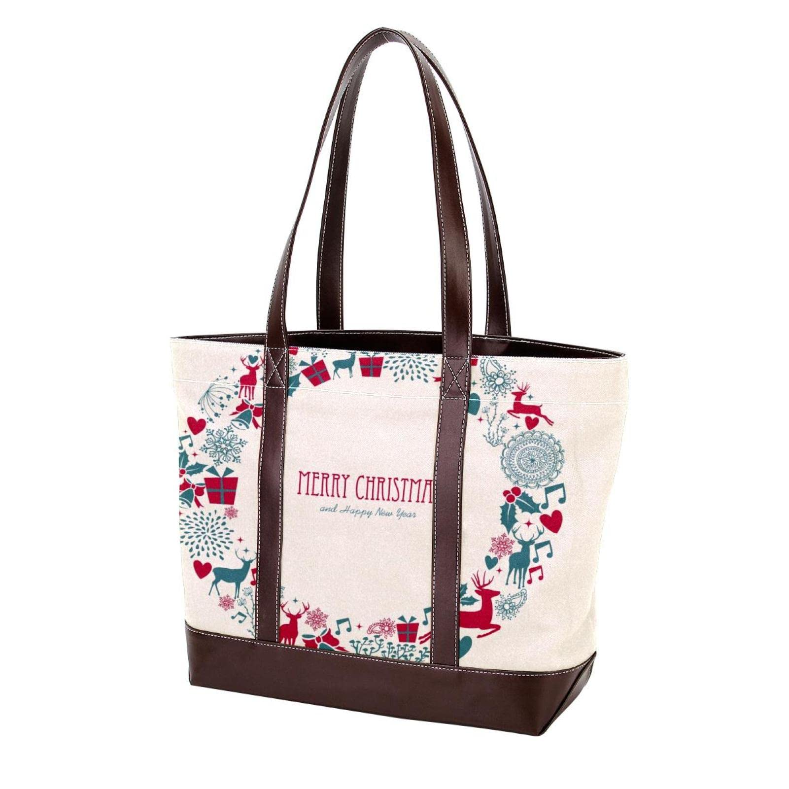 Flamingo Print Large Leather & Canvas Tote Bags for Women - Stylish Top Handle Shoulder Satchel Hobo Purses - Perfect for Work, Travel & Everyday Use