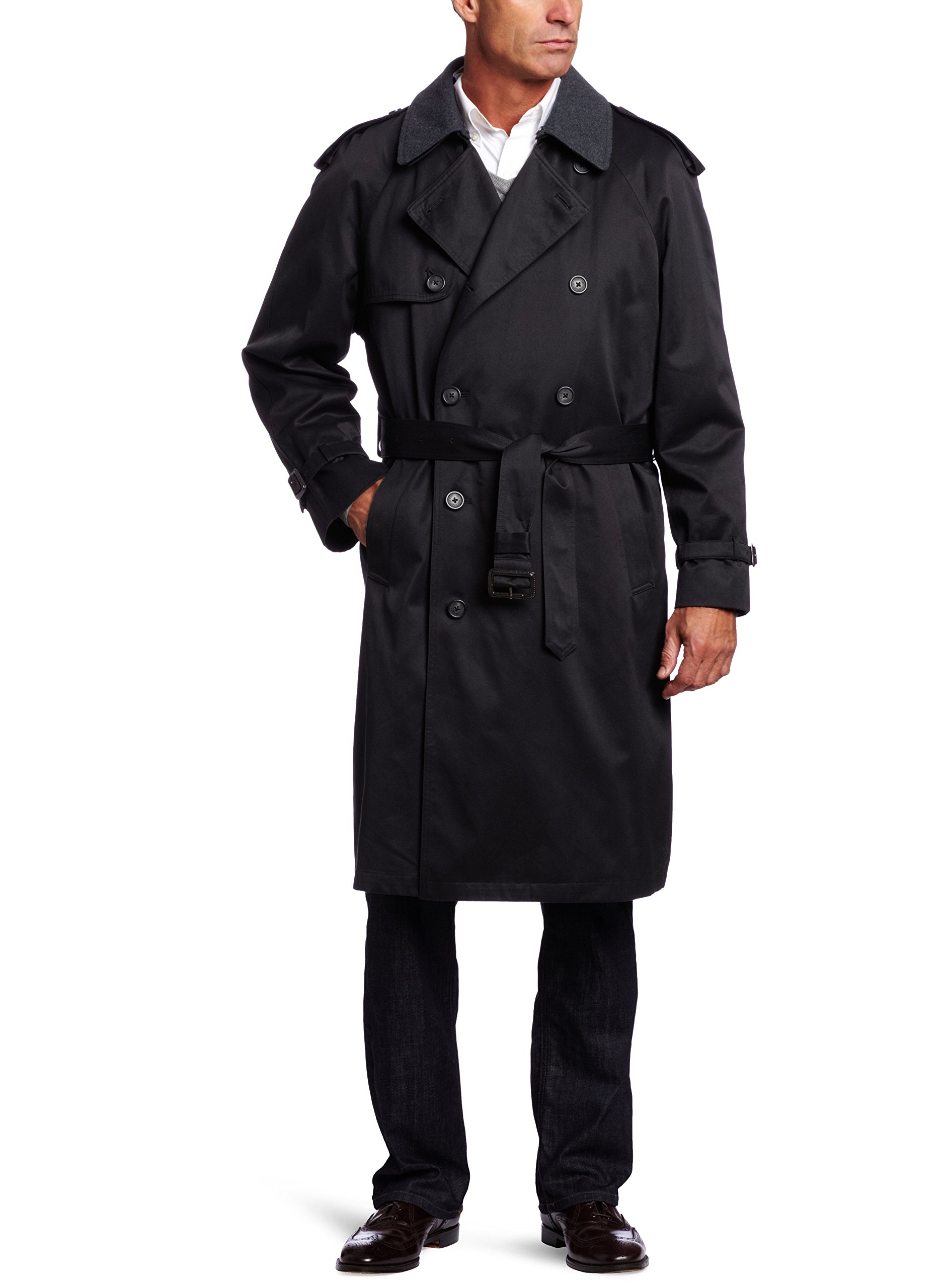 Hart Schaffner Marx Men's Burnett Waterproof Trench Coat - Classic Long Raincoat for Business & Outdoor Wear