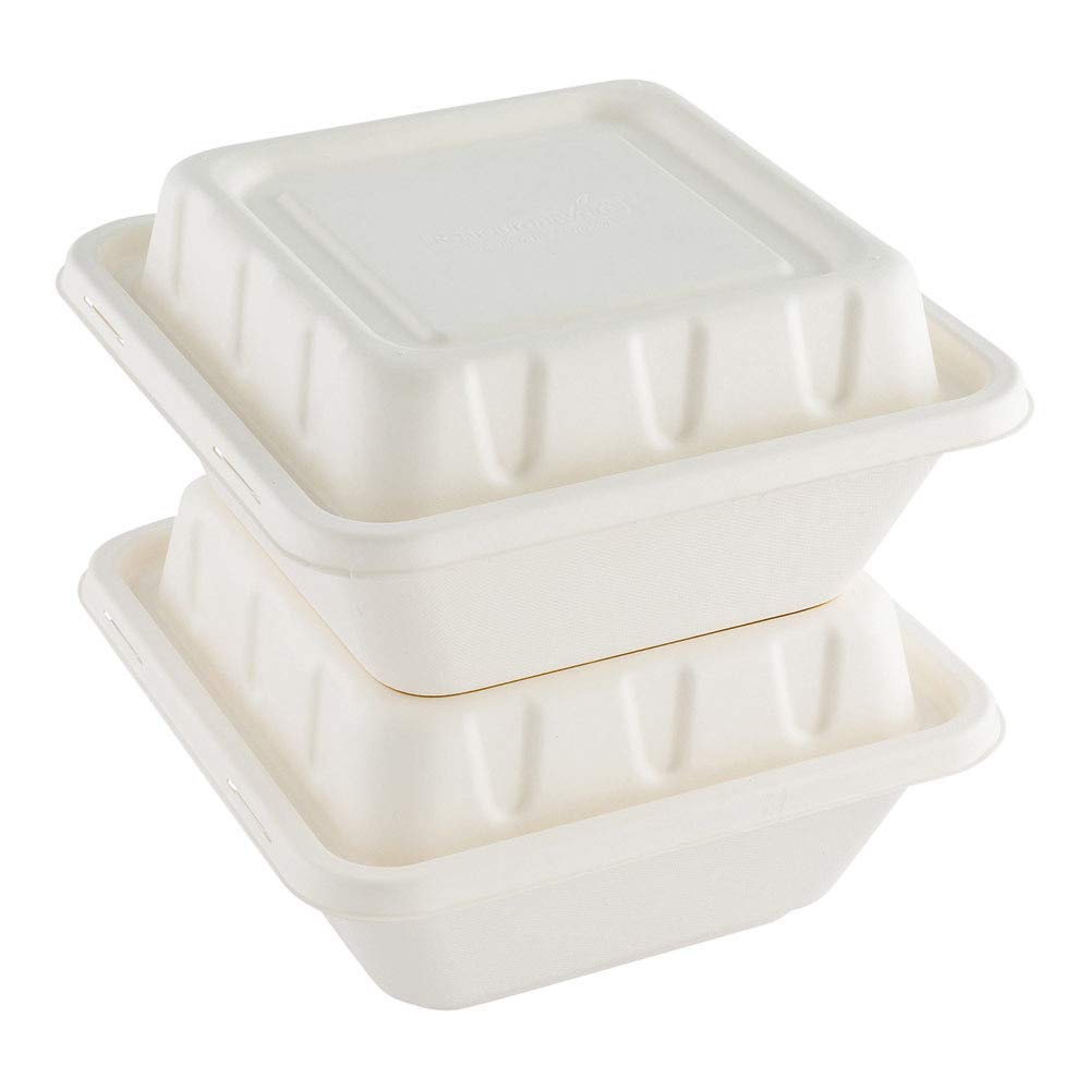 100 Disposable Bagasse Lids for 160oz Bowls | PFAS-Free, Microwave Safe, Compostable Pulp Lids with Reinforced Edge | Perfect for Restaurants, Catering & Takeout Services