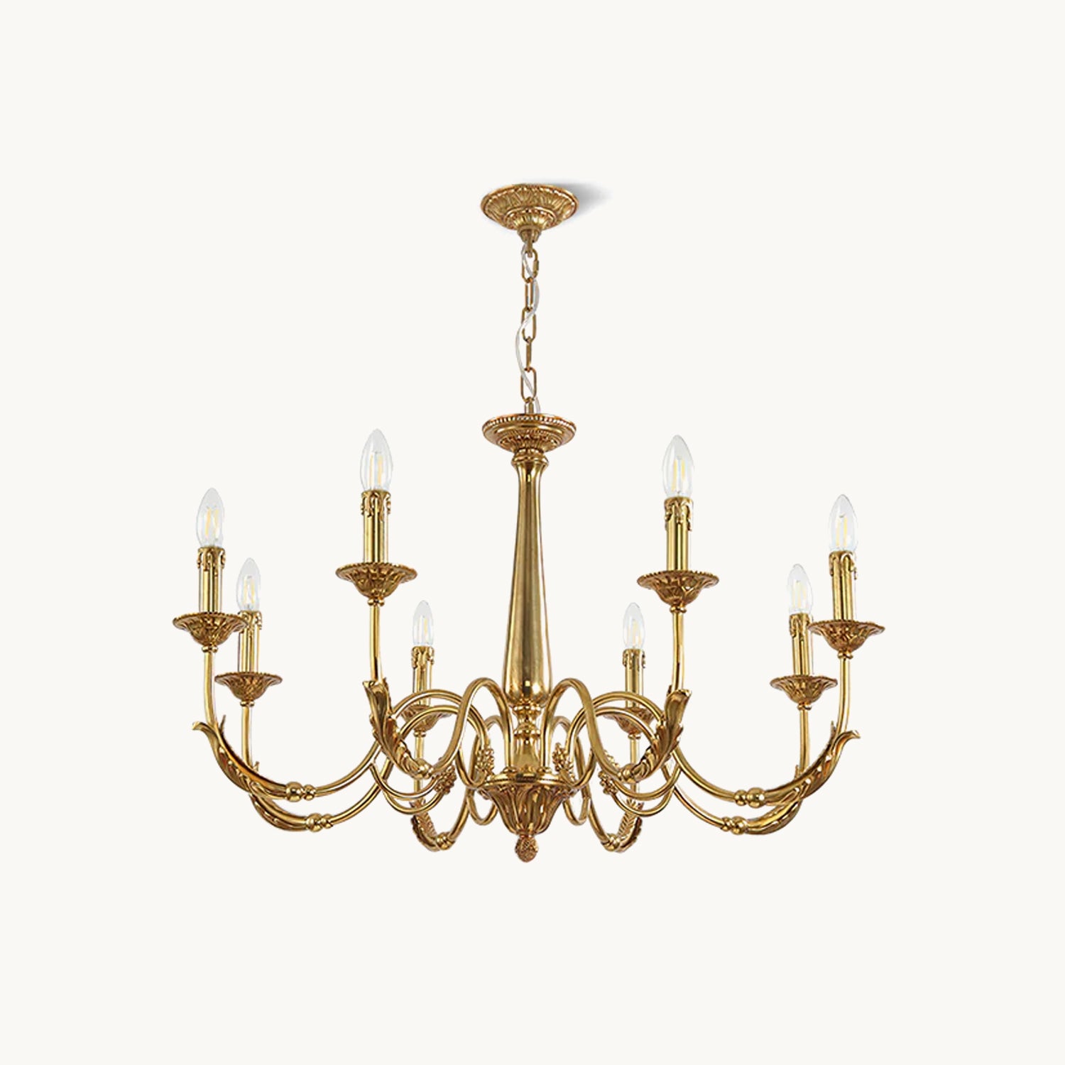Vintage Brass Candle Chandelier - Elegant Antique Ceiling Light Fixture for Dining Room, Bedroom, and Living Room Decor