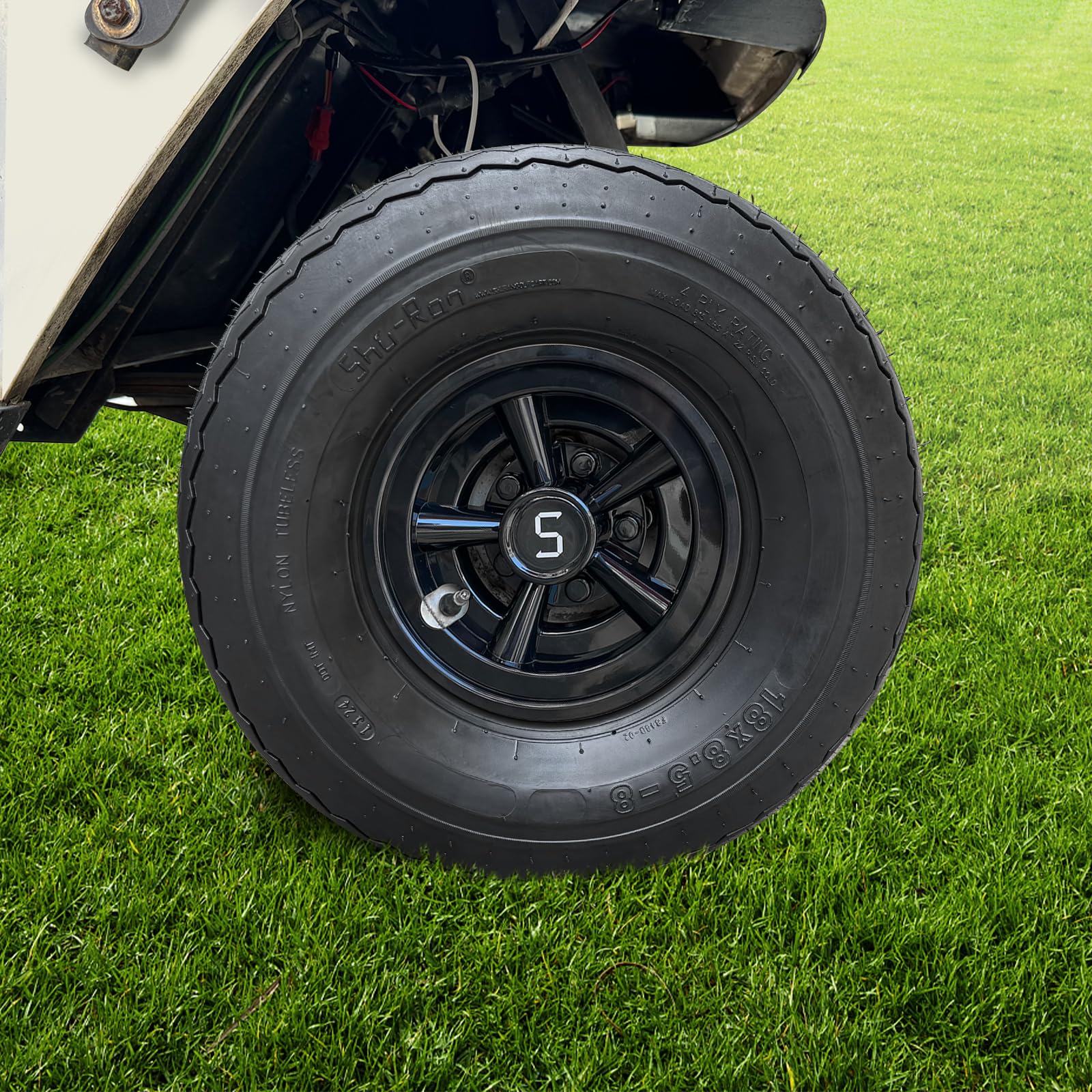 8 Inch Universal Golf Cart Wheel Covers - Black Snap-on Hub Caps for Yamaha, Club Car, EZGO & Most Golf Carts (Set of 4) | Durable Protection & Stylish Upgrade for Golf Course or Neighborhood Rides