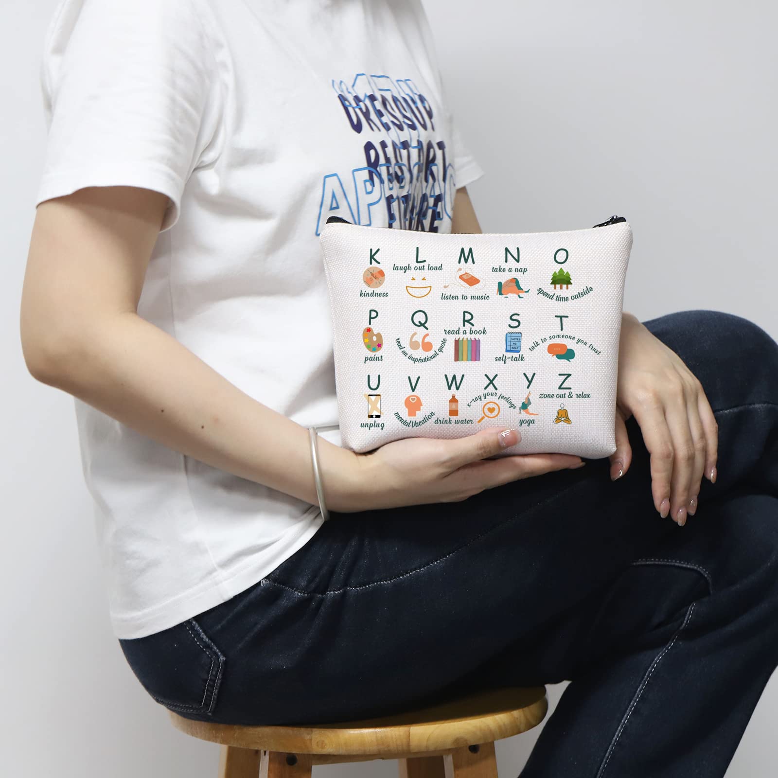 Mental Health Awareness Tote Bag - Coping Skills Alphabet Design for Therapists & Counselors - Perfect for Therapy Sessions, Support Groups & Self-Care Activities