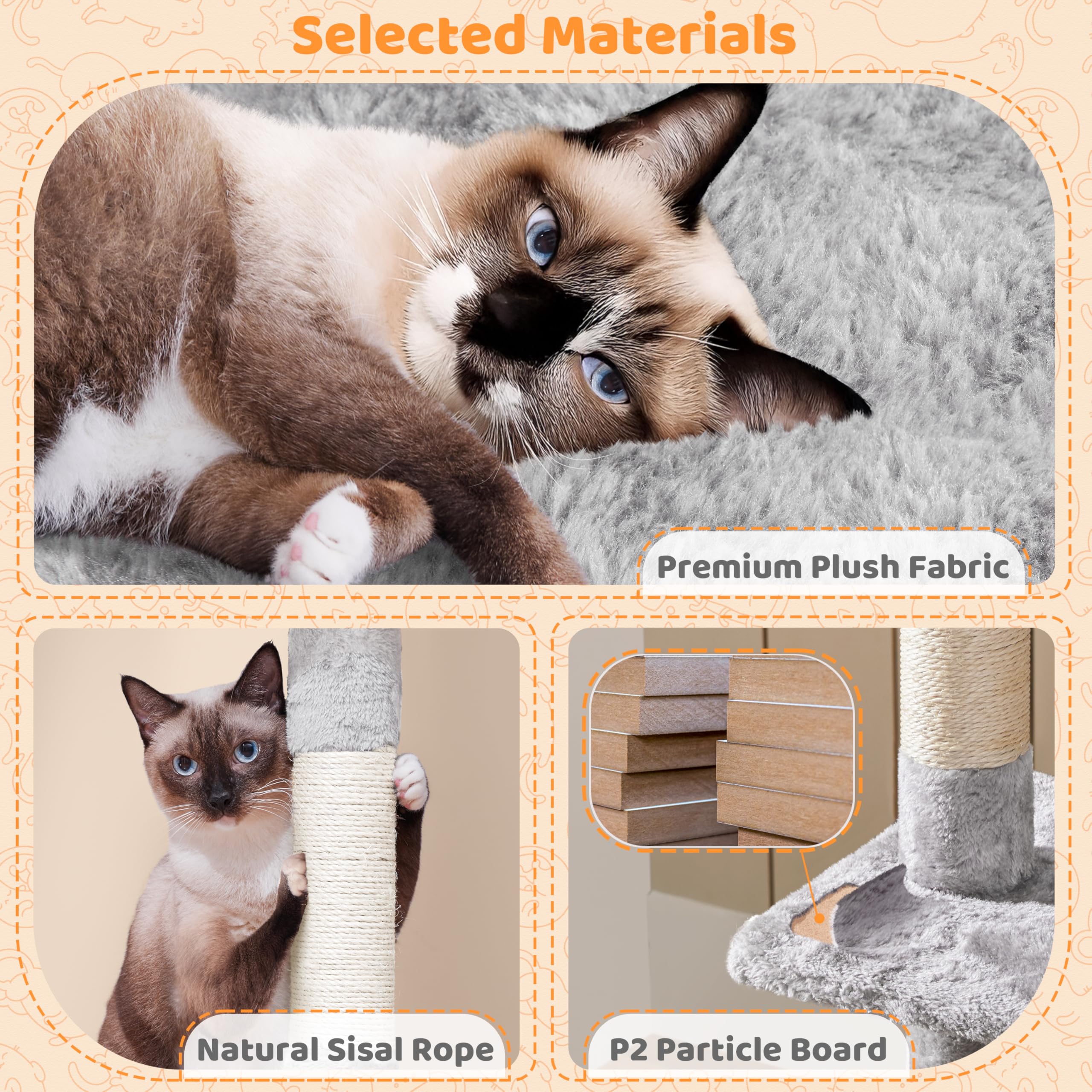 Yaheetech 53.5in Rotatable Cat Tree Tower for Indoor Cats - Multi-Level Climbing House with Scratching Posts, Cat Furniture Play Center in Light Gray - Perfect for Small Spaces & Playful Kittens