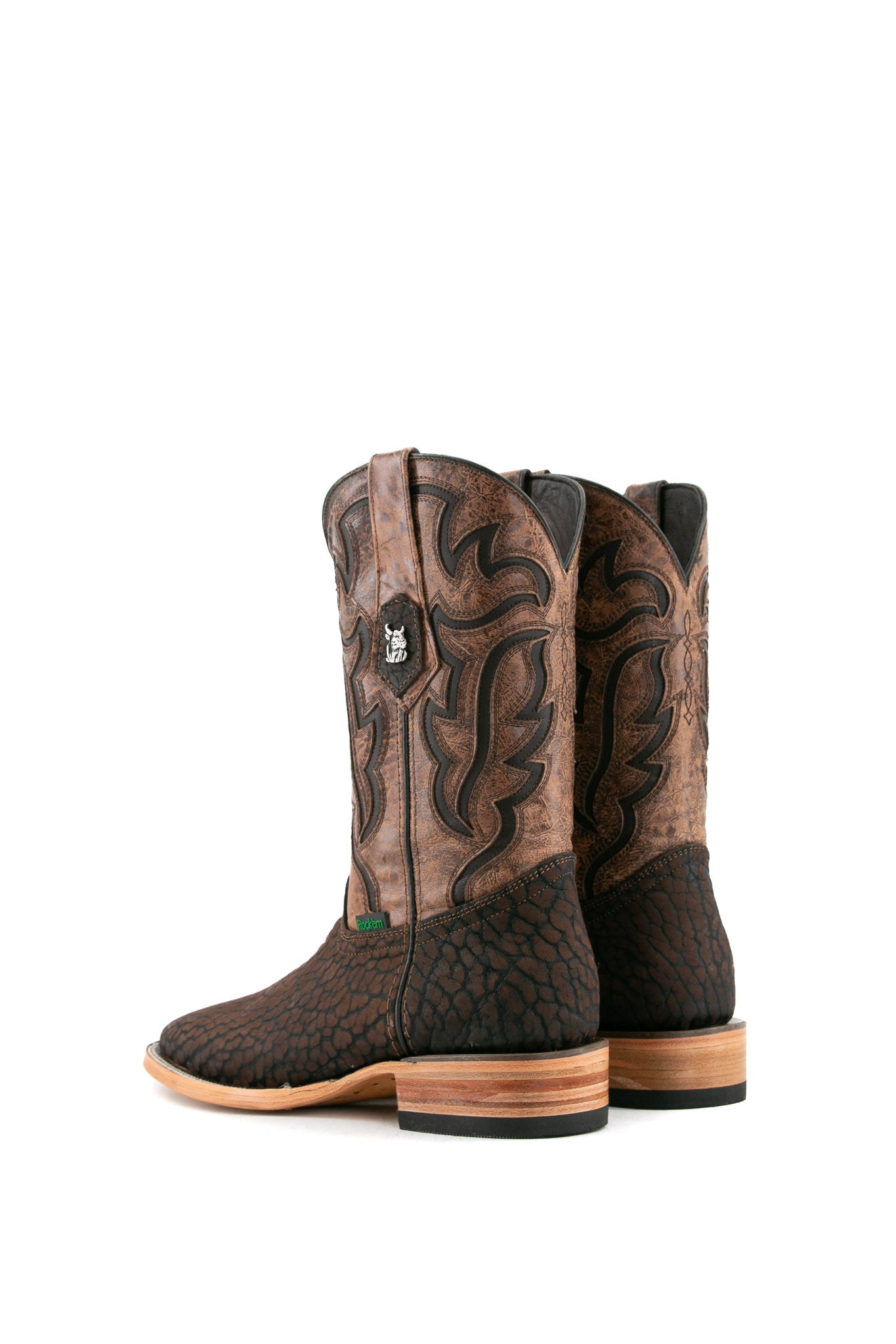 Premium Rock'em Bull Neck Square Toe Cowboy Boots for Men - Genuine Leather Western Riding Boots with Comfortable Cushion - Perfect for Country Dancing, Rodeo Events & Outdoor Adventures