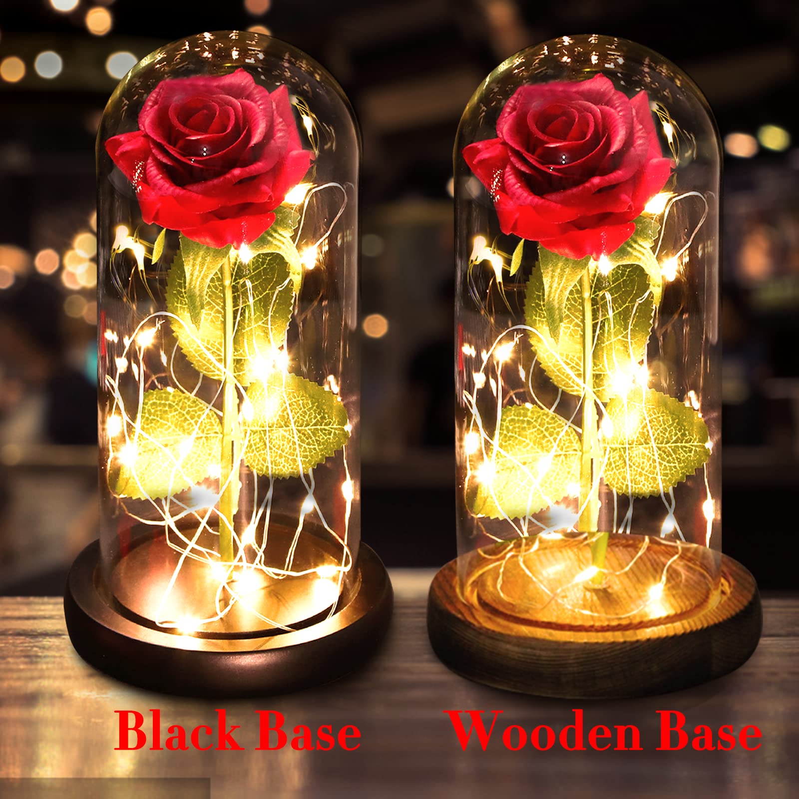 Custom Photo Rose Light - Personalized LED Rose in Glass Dome with Picture Text, Eternal Flower Lamp for Mother's Day, Valentine's, Anniversary & Birthday Gifts | Romantic Home Decor, Bedroom Night Light, Wedding Centerpiece