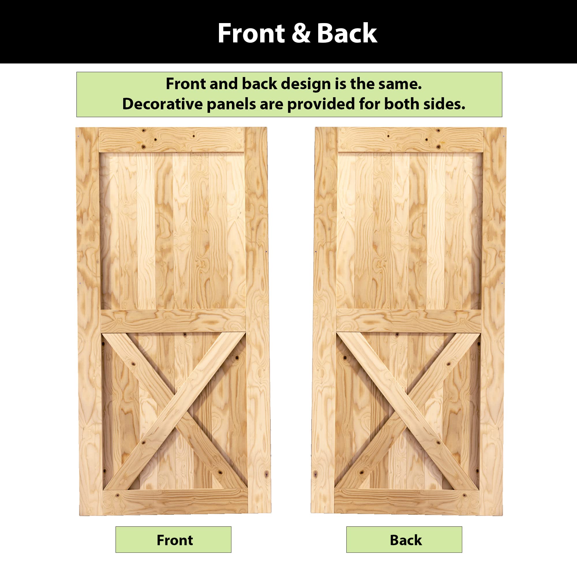 Homacer Black Rustic Non-Bypass Sliding Barn Door Hardware Kit for Single Door - 44in Wide x 84in Tall - 7.5ft Flat Track with T-Shape Rollers - Perfect for Bedroom, Closet & Interior Spaces