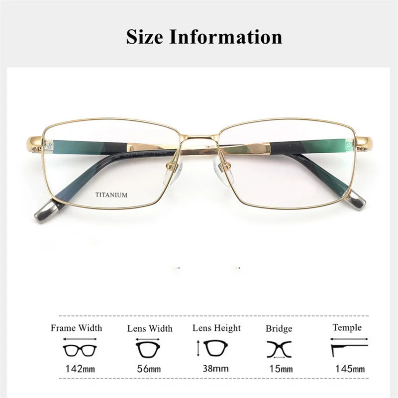 Men's Titanium Square Full Rim Eyeglasses 27448 – Lightweight Durable Frame for Work, Reading & Everyday Use