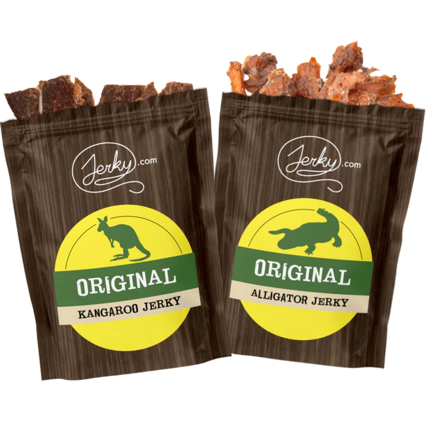 Exotic Alligator Jerky & Kangaroo Jerky - 2 Pack Wild Game Meat Snacks | High Protein, Low Carb, Healthy Jerky for Adults | Perfect for Camping, Hiking & Keto Diet | 2 oz. Each
