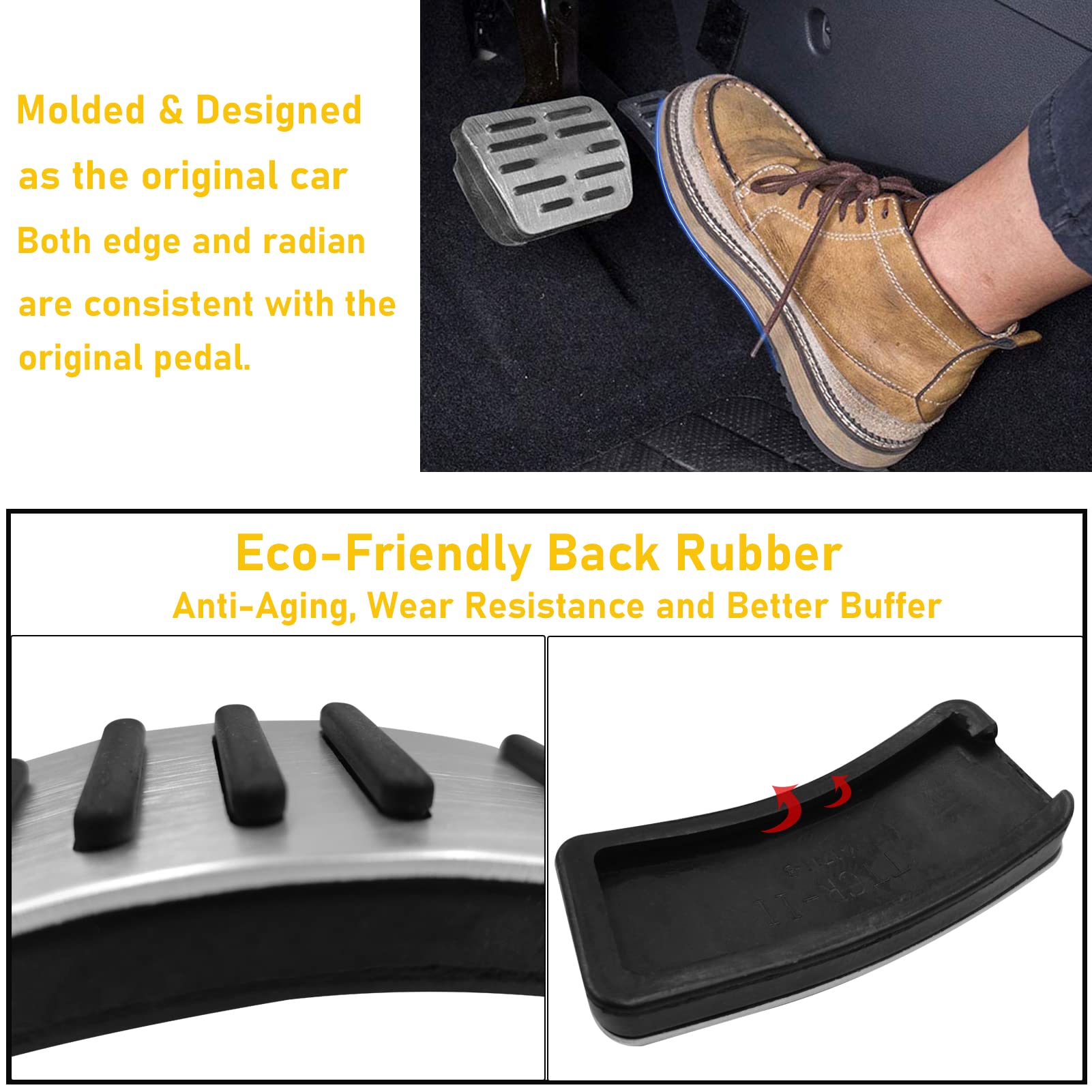 TTCR-II Universal Volkswagen Pedal Covers - Compatible with Atlas, Tiguan (2018-2025), Jetta (2019-2025), Golf GTI (2015-2025), Arteon, ID4 & Taos - 2-Piece Brake & Accelerator Pedal Plates Set - Perfect for Driving Comfort and Vehicle Customization