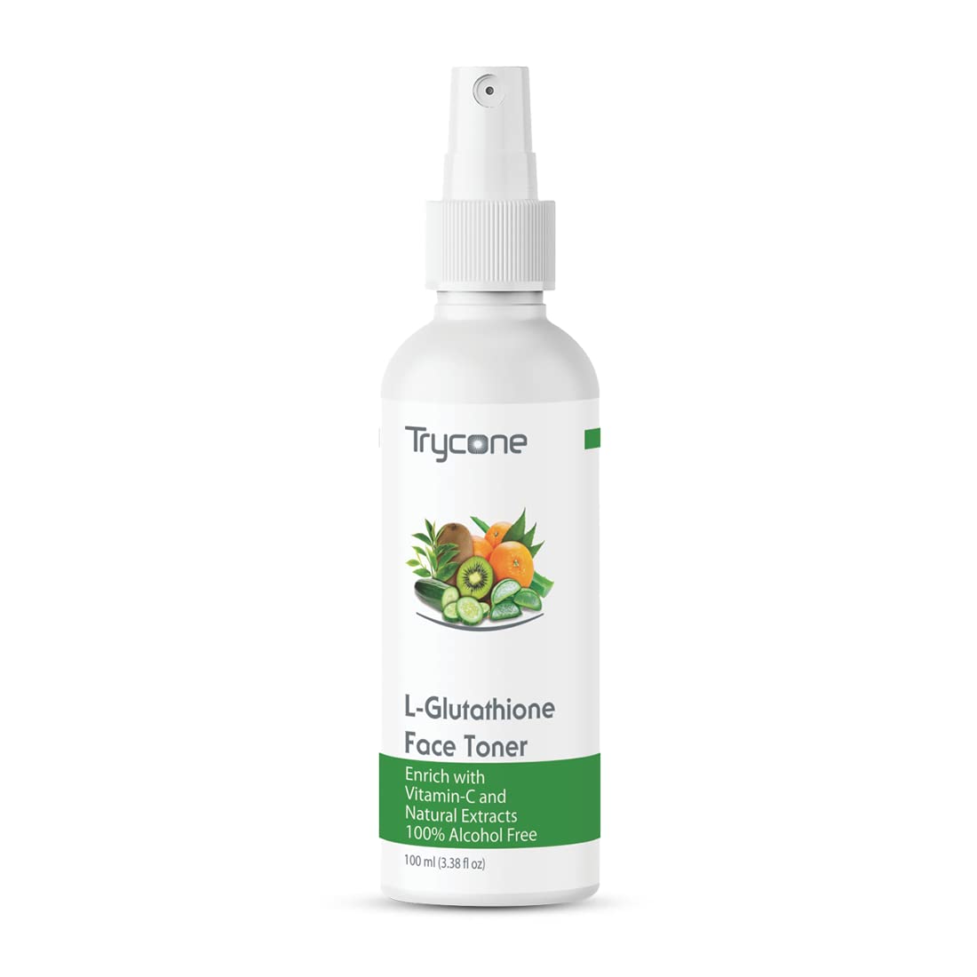 Trycone L Glutathione & Vitamin C Face Toner for Glowing Skin - Green Tea & Natural Extracts, Alcohol-Free 100ml | Brightening, Hydrating & Anti-Aging | Perfect for Daily Skincare Routine & Nighttime Regimen