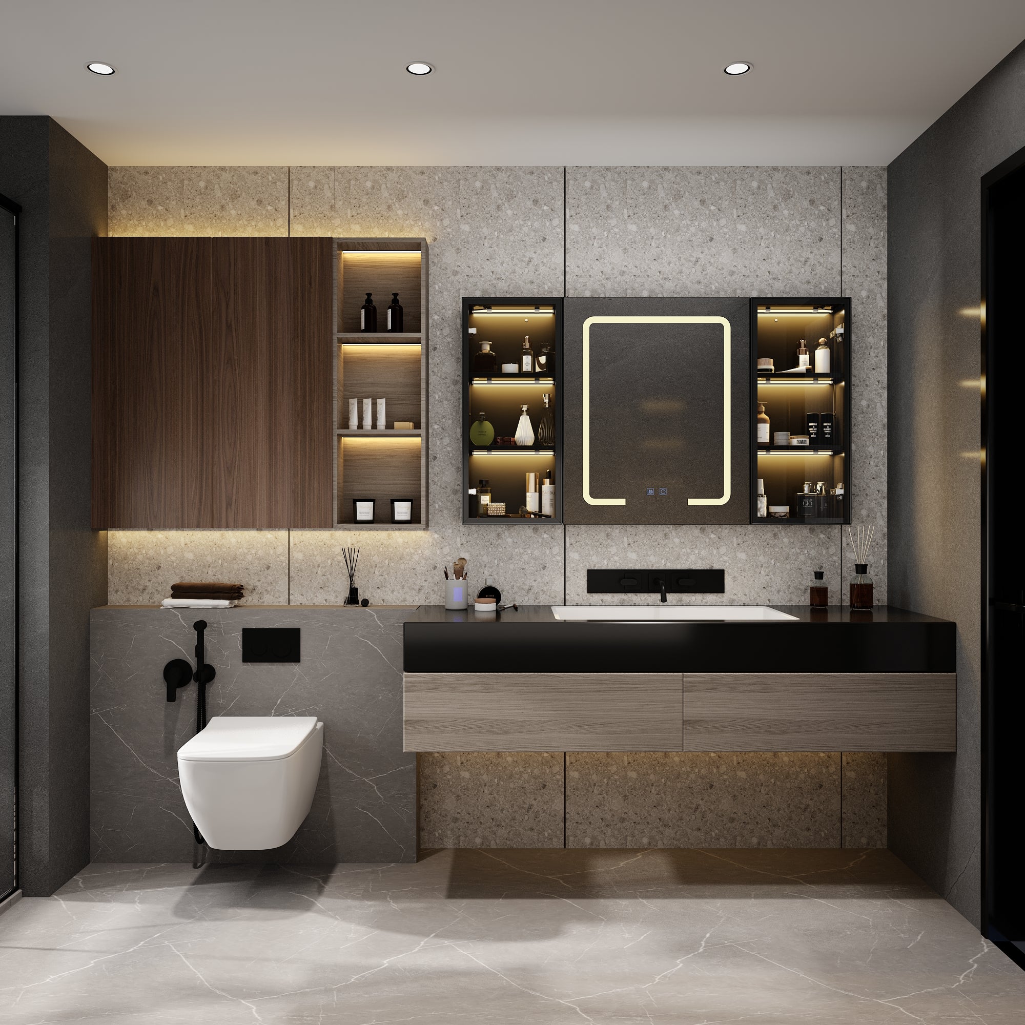 47.2W LED Bathroom Medicine Cabinet with Adjustable Light Mirror - Wall Mounted Storage for Makeup & Shaving - Perfect for Modern Bathrooms & Vanities