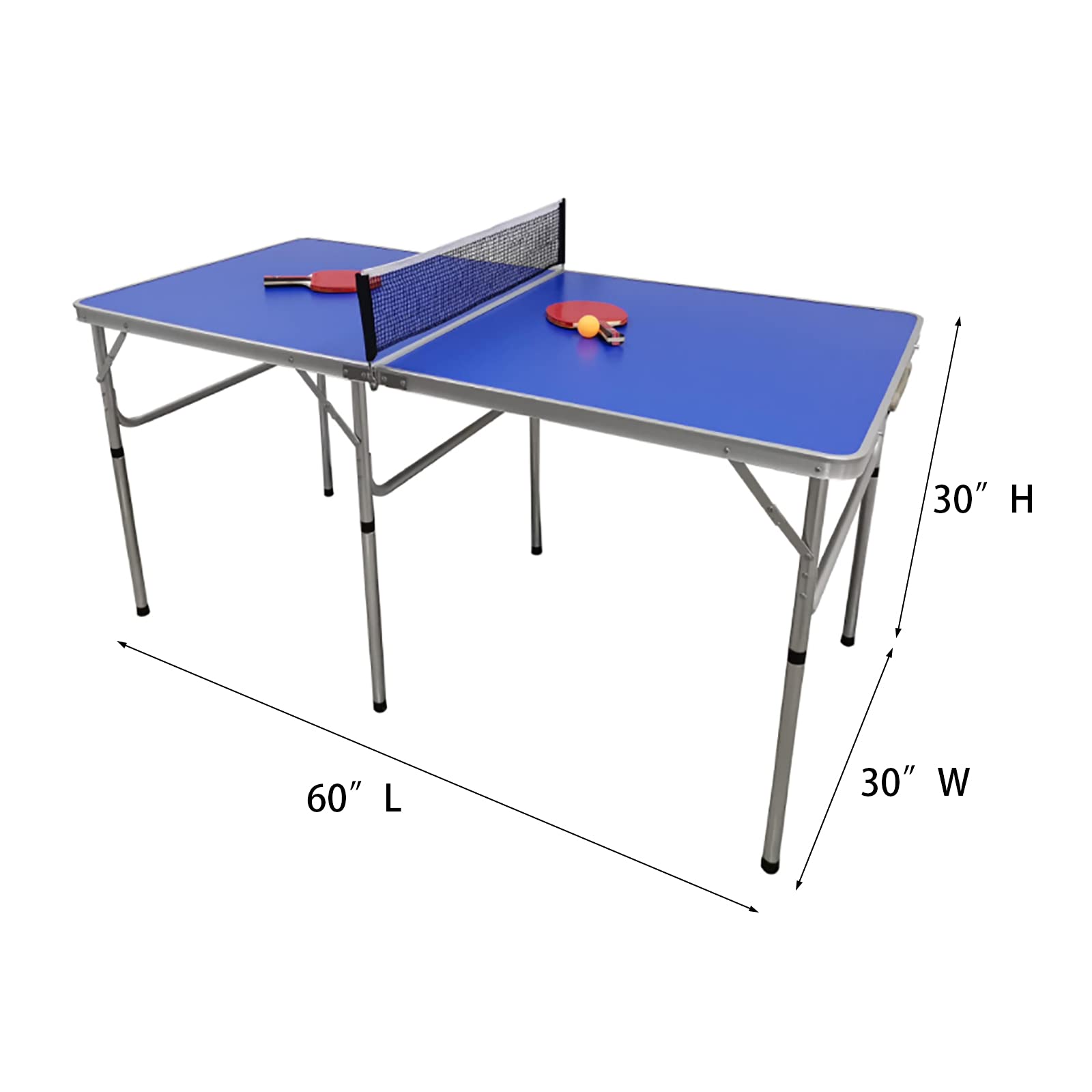 Portable Folding Ping Pong Table Set with Net, Paddles & Balls - Indoor/Outdoor Table Tennis Game for Family, Party, Backyard, Office & Gym - 152 x 76 x 76 cm Compact Sports Equipment