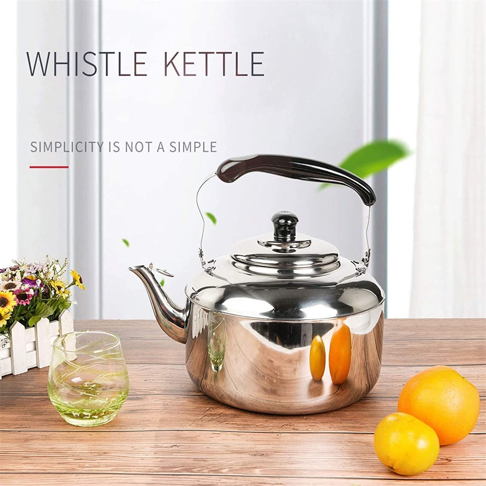 Premium Stainless Steel Whistling Tea Kettle - Induction Compatible, Gas & Electric Stove Safe - Perfect for Home, Camping, Hiking & Outdoor Picnics