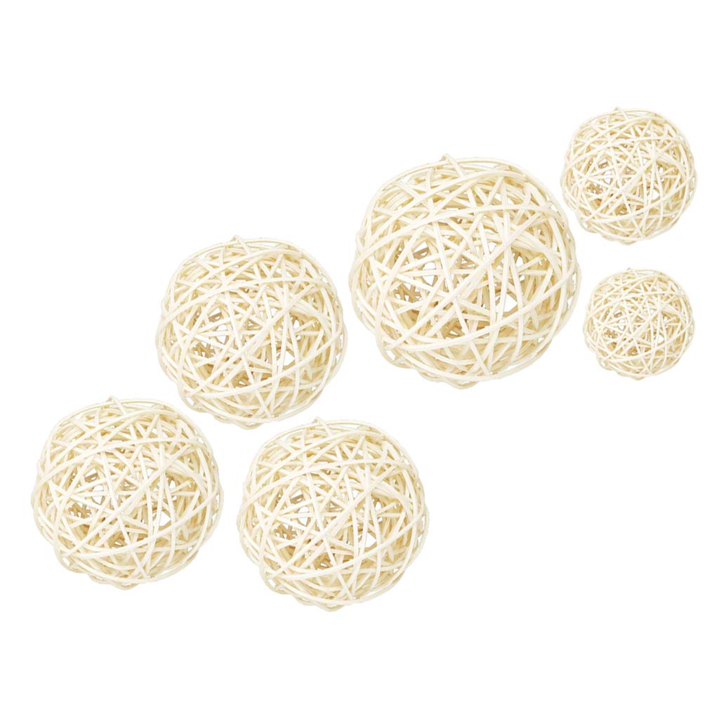 Fenteer 3-Piece Large White Wicker Rattan Balls (60-100mm) - Decorative Bowl Fillers, Vase Filler, Coffee Table Centerpiece, Wedding & Party Decor - Perfect for Home Decor, Table Settings, and Event Styling (8cm, White)