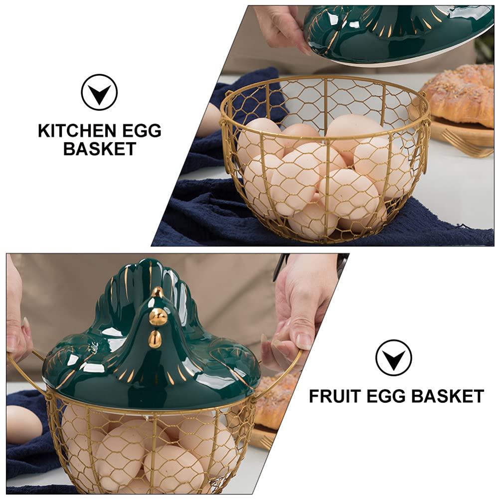 1pc Decorative Iron Art Egg Basket - Handheld Kitchen Egg Holder & Fruit Storage Basket for Farmhouse, Easter Decor, and Rustic Kitchen Organization