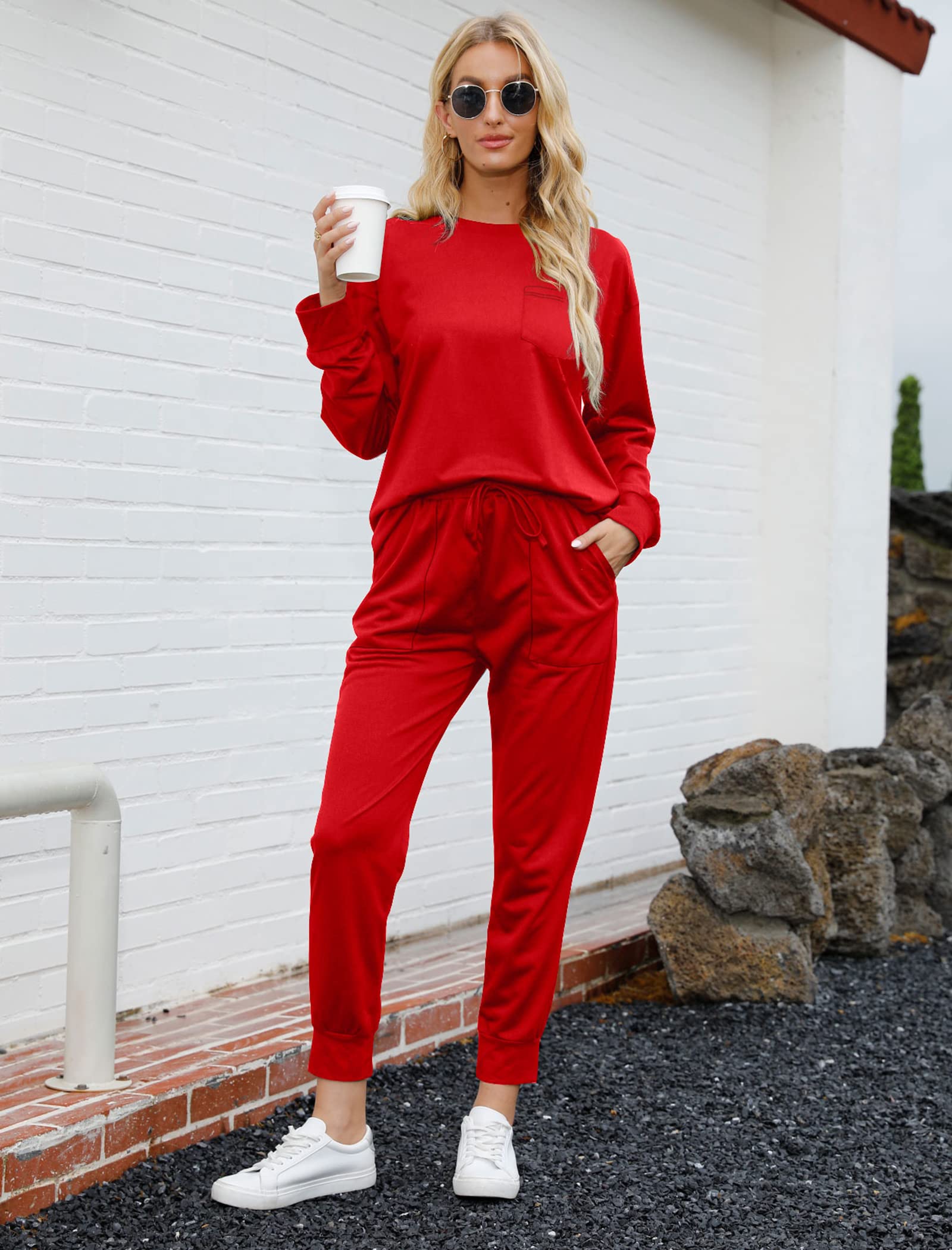 Bofell Women's 2-Piece Lounge Set - Soft Travel Outfits & Trendy Sweatsuits 2024 | Cozy Pajama Set for Home, Vacation & Casual Wear