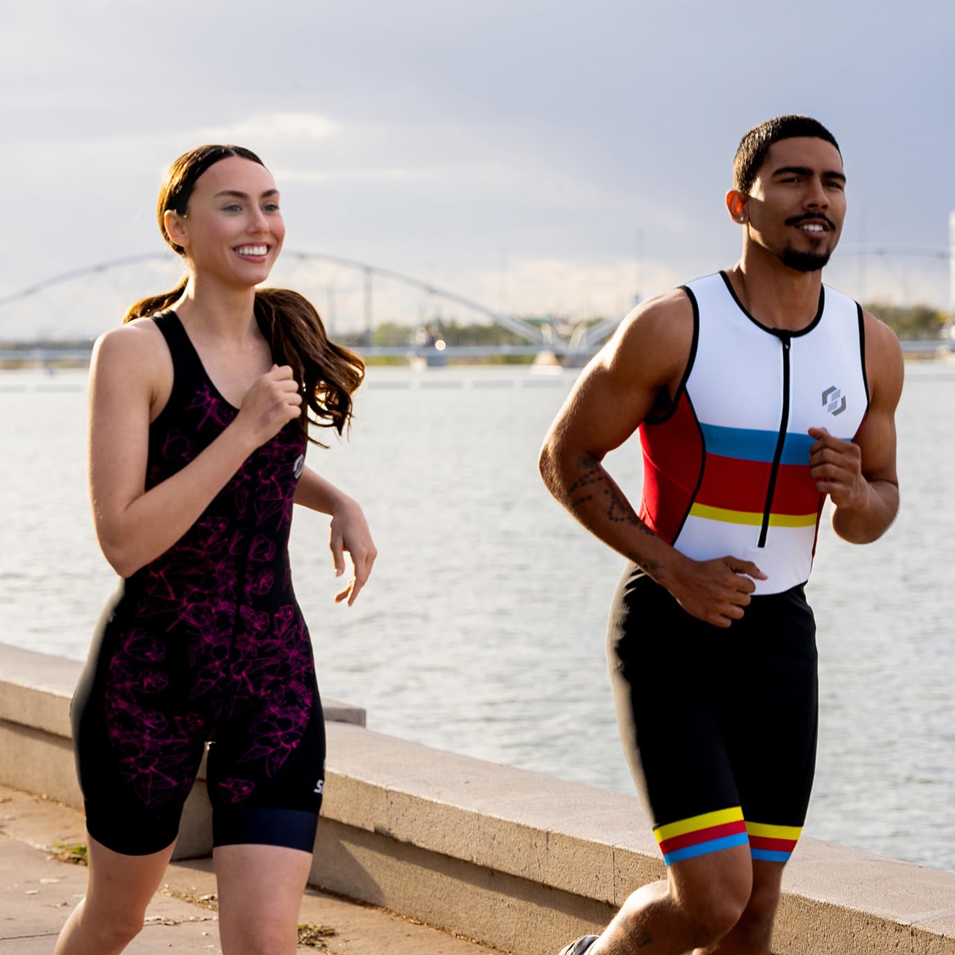 **Men's Triathlon Suit - Lightweight Sleeveless Trisuit with 2 Storage Pockets - Durable & Breathable for Swimming, Cycling & Running**