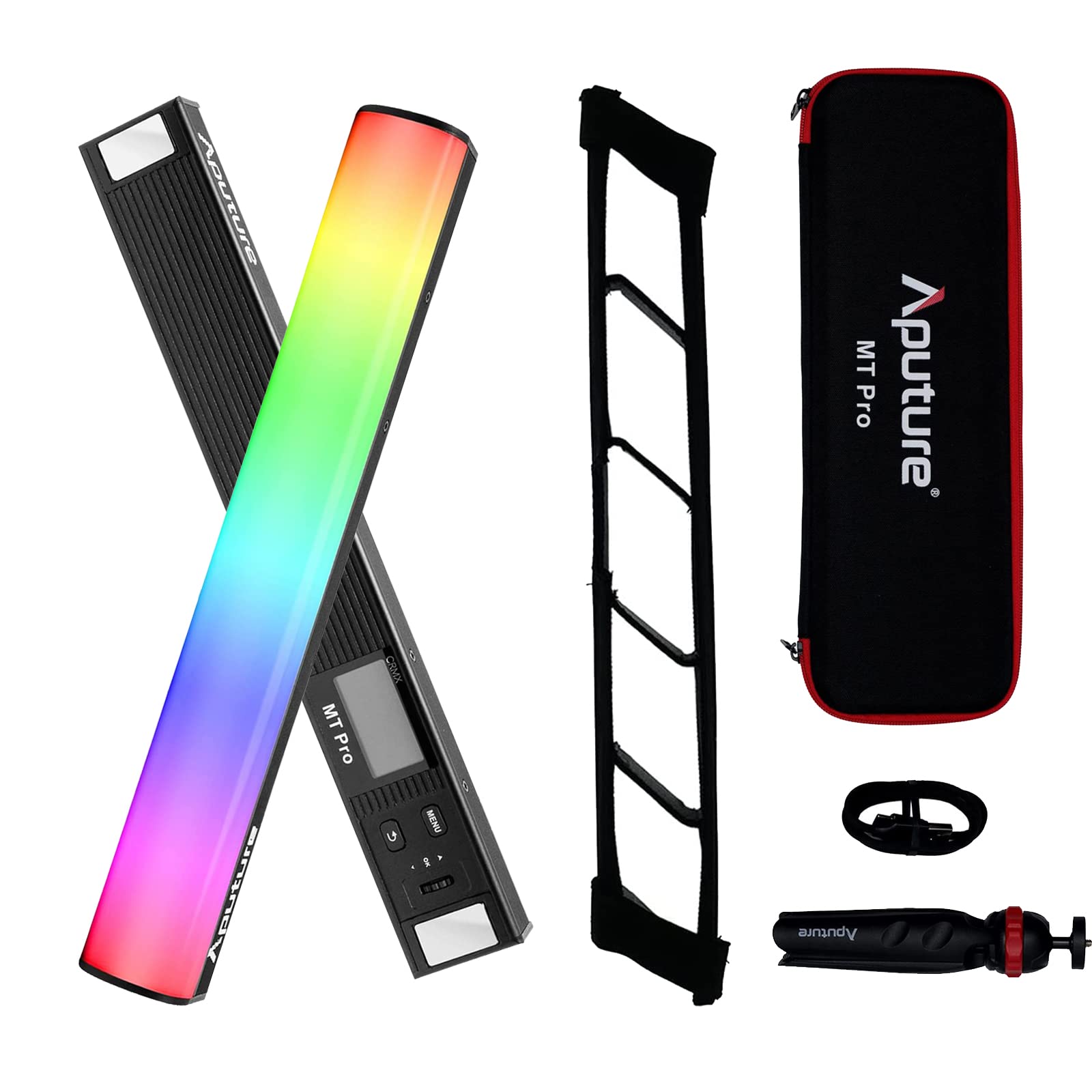 Aputure MT Pro Pixel-Mappable RGBWW Mini Tube LED Light - 7.5W, 2000K-10000K Color Temperature, 614 Lux @ 0.5m (6500K) with Grid - Perfect for Photography, Videography, and Studio Lighting