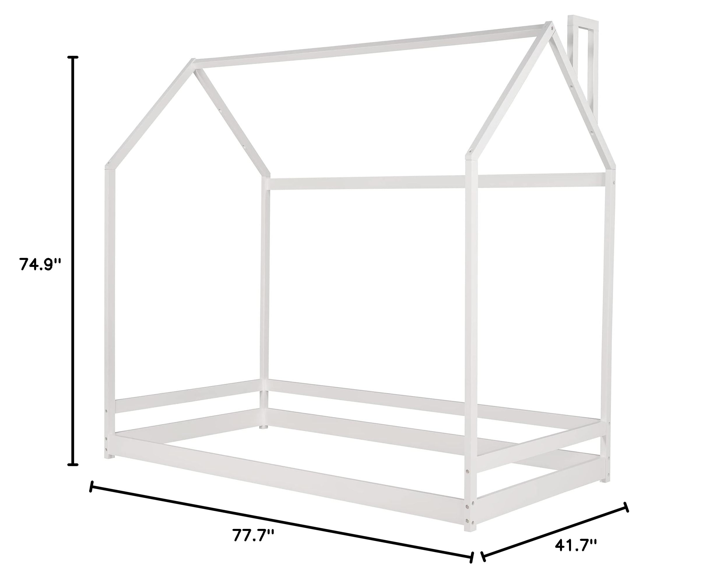 **AOCOROE Twin Size Wooden House Bed Frame for Kids - Playhouse Design with Canopy & Tent, Low Floor Height, White - Perfect for Bedroom, Playroom & Nursery Decor**