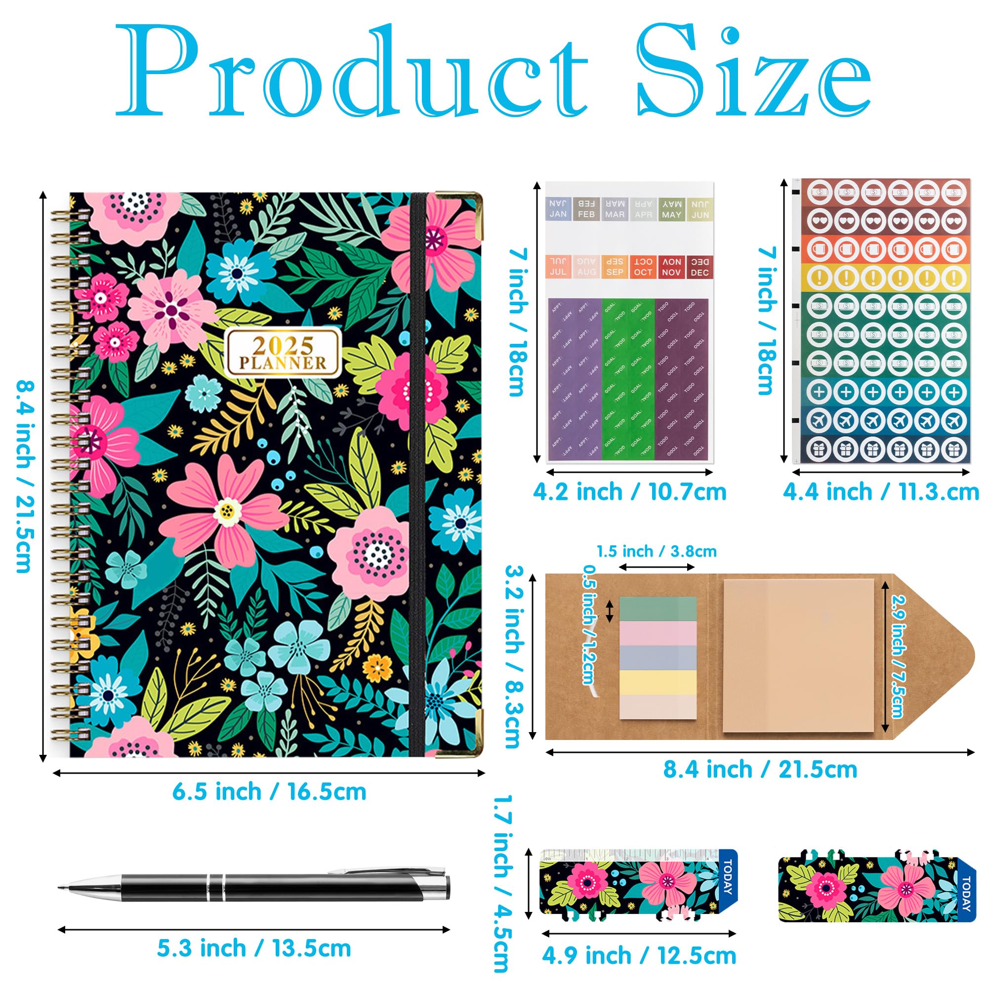2025 Planner Gift Set - 12-Month Daily Weekly Monthly Organizer Notebook 8.4