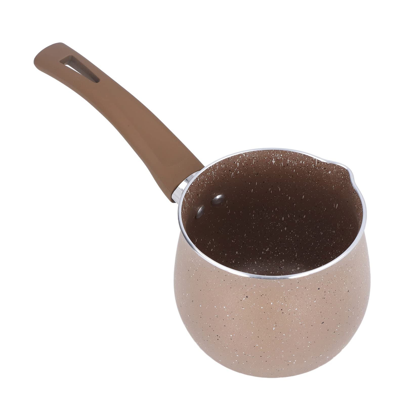 Non-Stick Aluminum Alloy Mini Milk Warmer Pot - Single Handle Portable Coffee Warmer for Cooking, Heating, Boiling & Melting | Perfect for Coffee, Hot Chocolate, Milk Frothing & Small Kitchen Tasks (Brown)