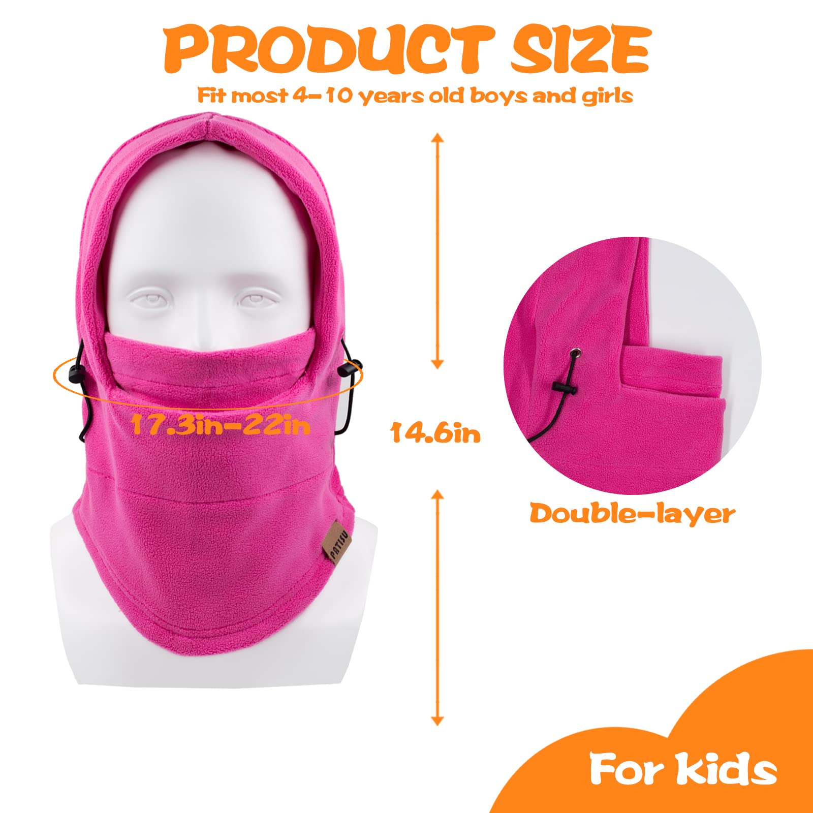 Kids Balaclava Windproof Ski Mask - Winter Face Mask & Neck Warmer for Boys & Girls - Cold Weather Protection for Skiing, Snowboarding & Outdoor Activities