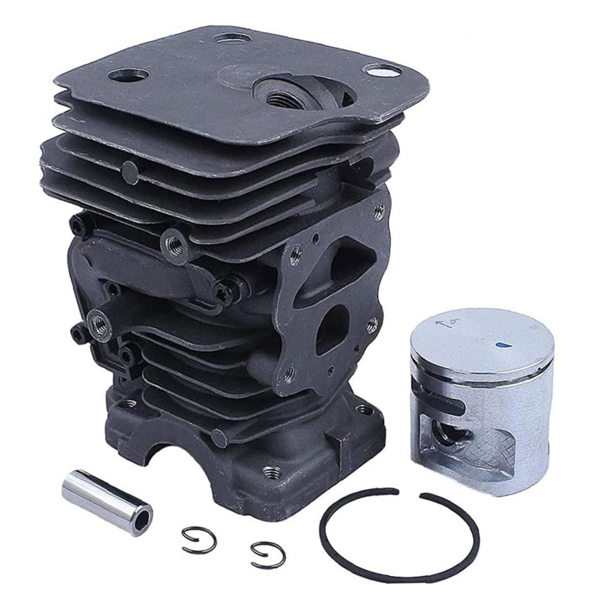 Husqvarna 445 445E 450 450E Chainsaw Replacement Cylinder Piston Kit - 44MM 6PCS for Lawn Mower Engine Repair & Garden Tool Maintenance | Compatible with Grass Trimmers & Multitools