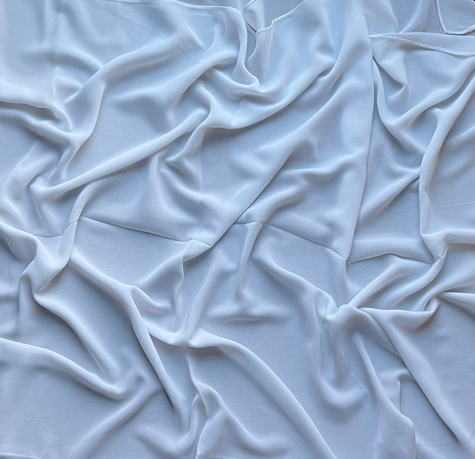 Pure White Georgette Chiffon Fabric - Lightweight & Flowy Material for Dresses, Scarves & Evening Gowns - Perfect for Bridal Wear, Formal Attire & DIY Fashion Projects