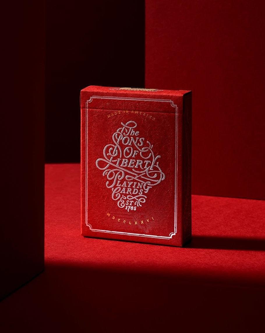 Sons of Liberty Playing Cards - Patriotic Red Deck for Poker, Magic Tricks & Collectors | American Revolution Theme Card Game for Parties & Gifts