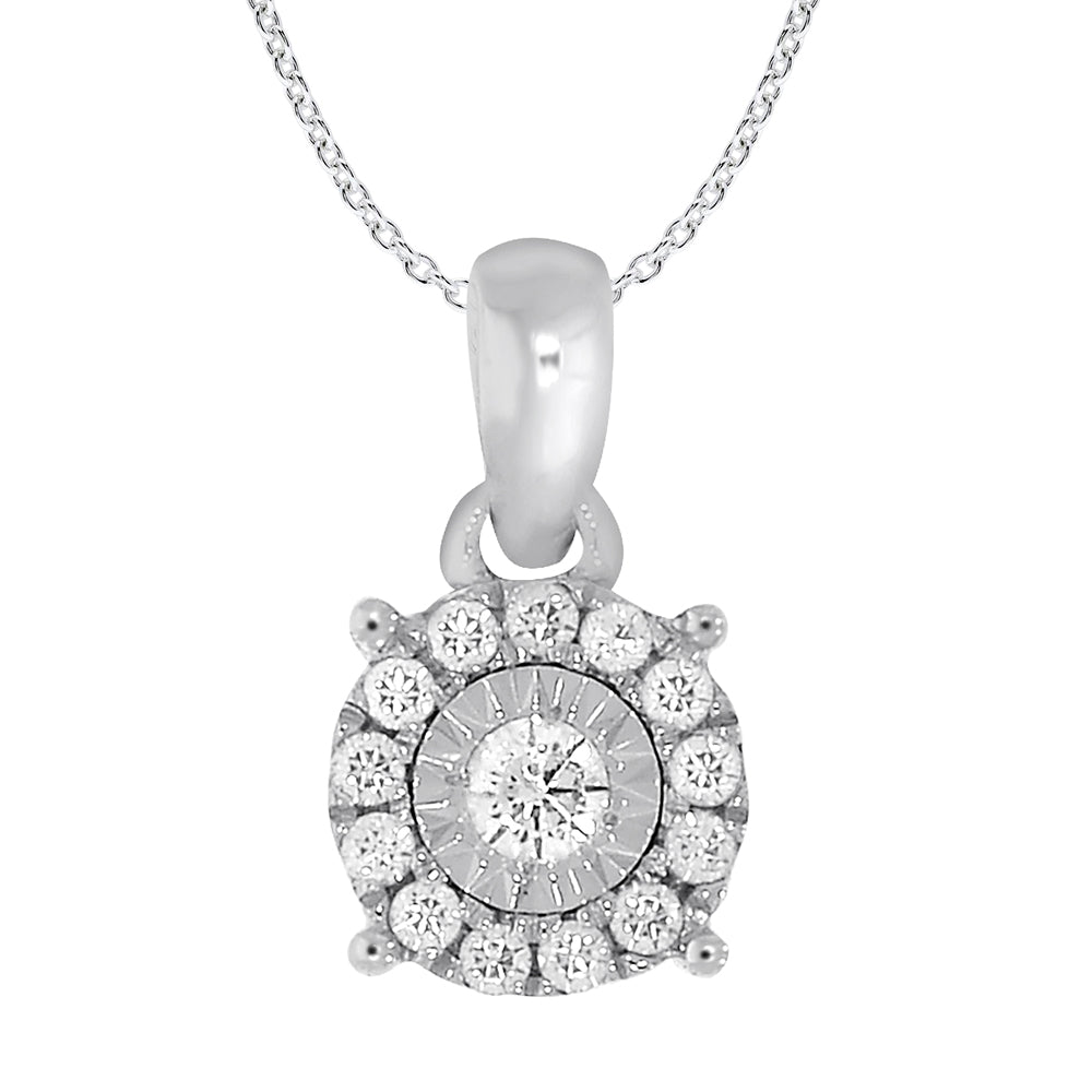 9ct White Gold Diamond Pendant Necklace - Elegant Solitaire Jewelry for Women - Perfect for Weddings, Anniversaries & Special Occasions