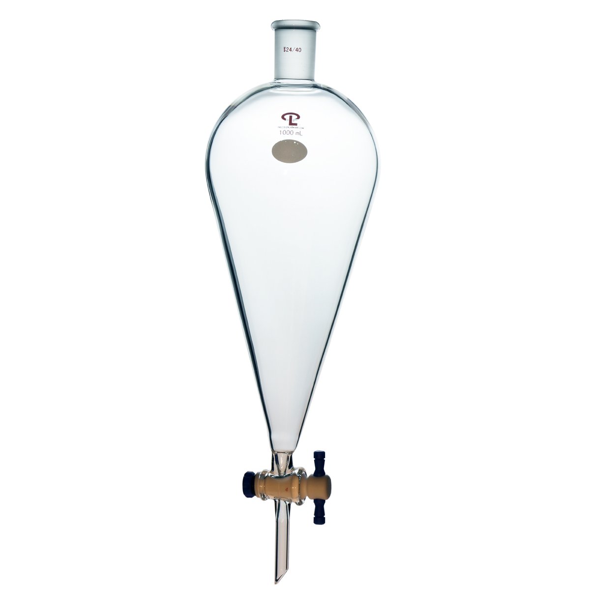 1000 mL 24/40 Precision Separatory Funnel with Teflon Stopcock - Ideal for Chemistry Labs & Liquid Extraction Experiments