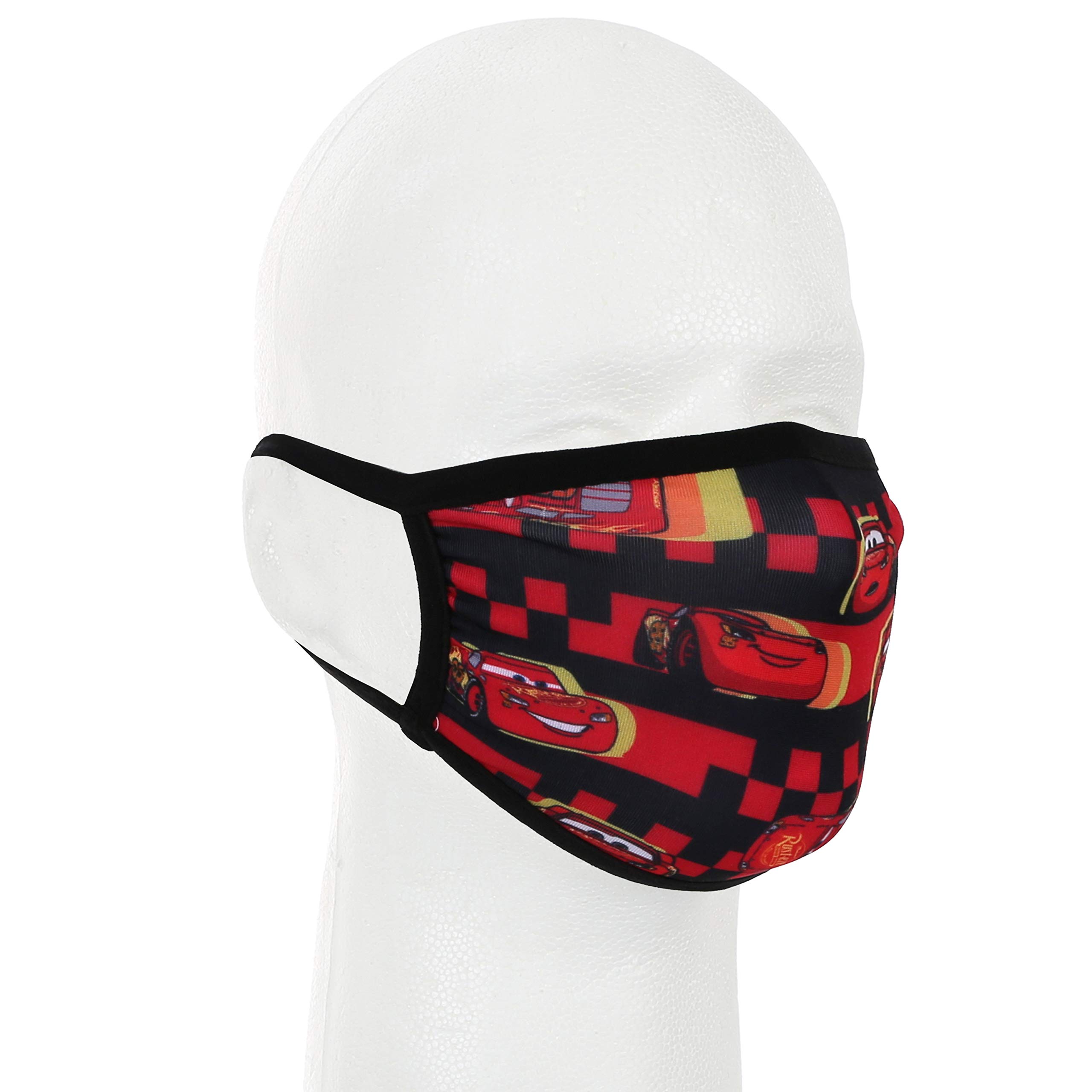 Disney Pixar Cars Lightning McQueen Racing Checkered Face Mask for Kids - Breathable & Comfortable for School, Playtime, and Outdoor Activities