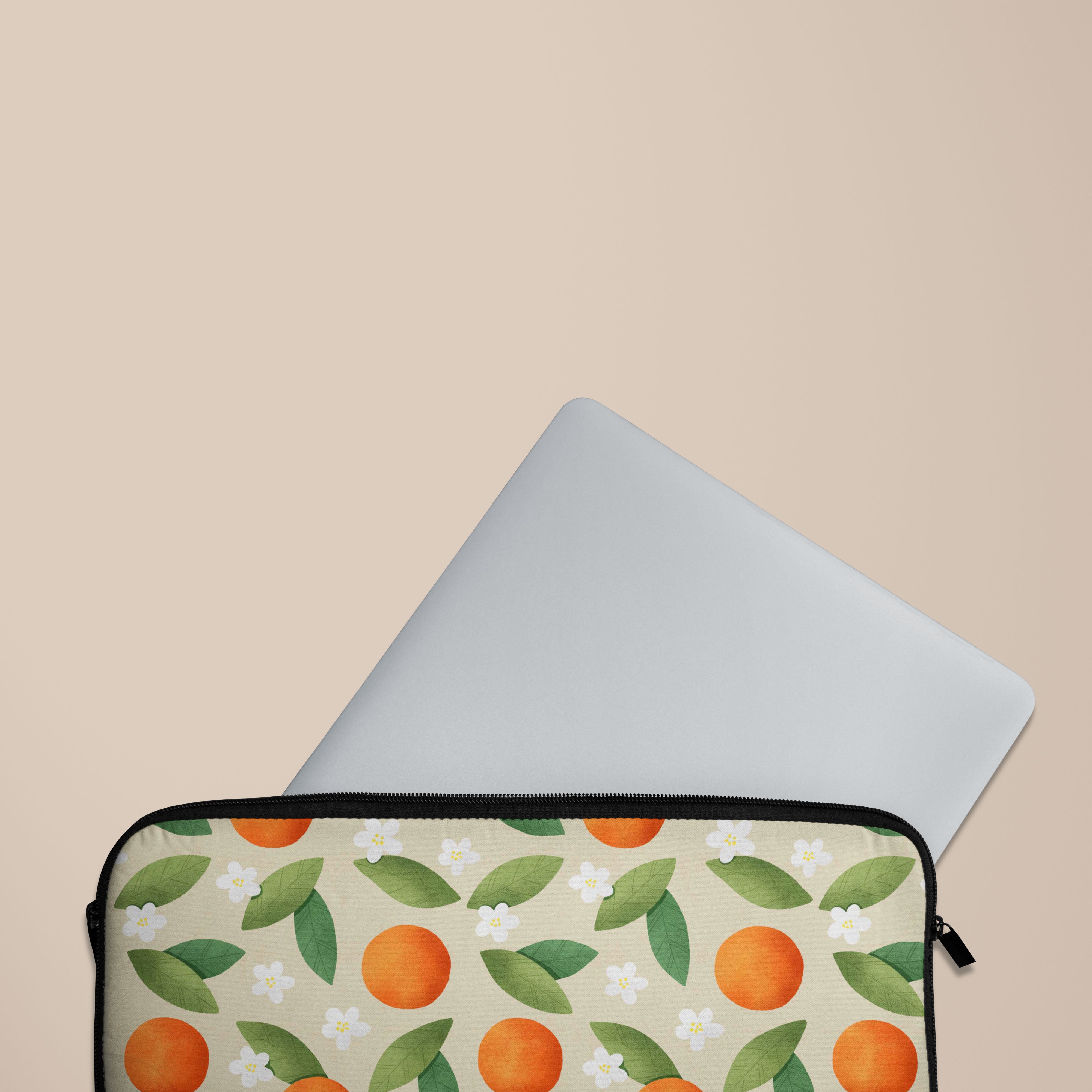 Stylish Tangerine Summer Mix Laptop Sleeve Case - Protective 13-15 Inch MacBook Pro/Air Cover - Perfect for Work, Travel & School Accessories