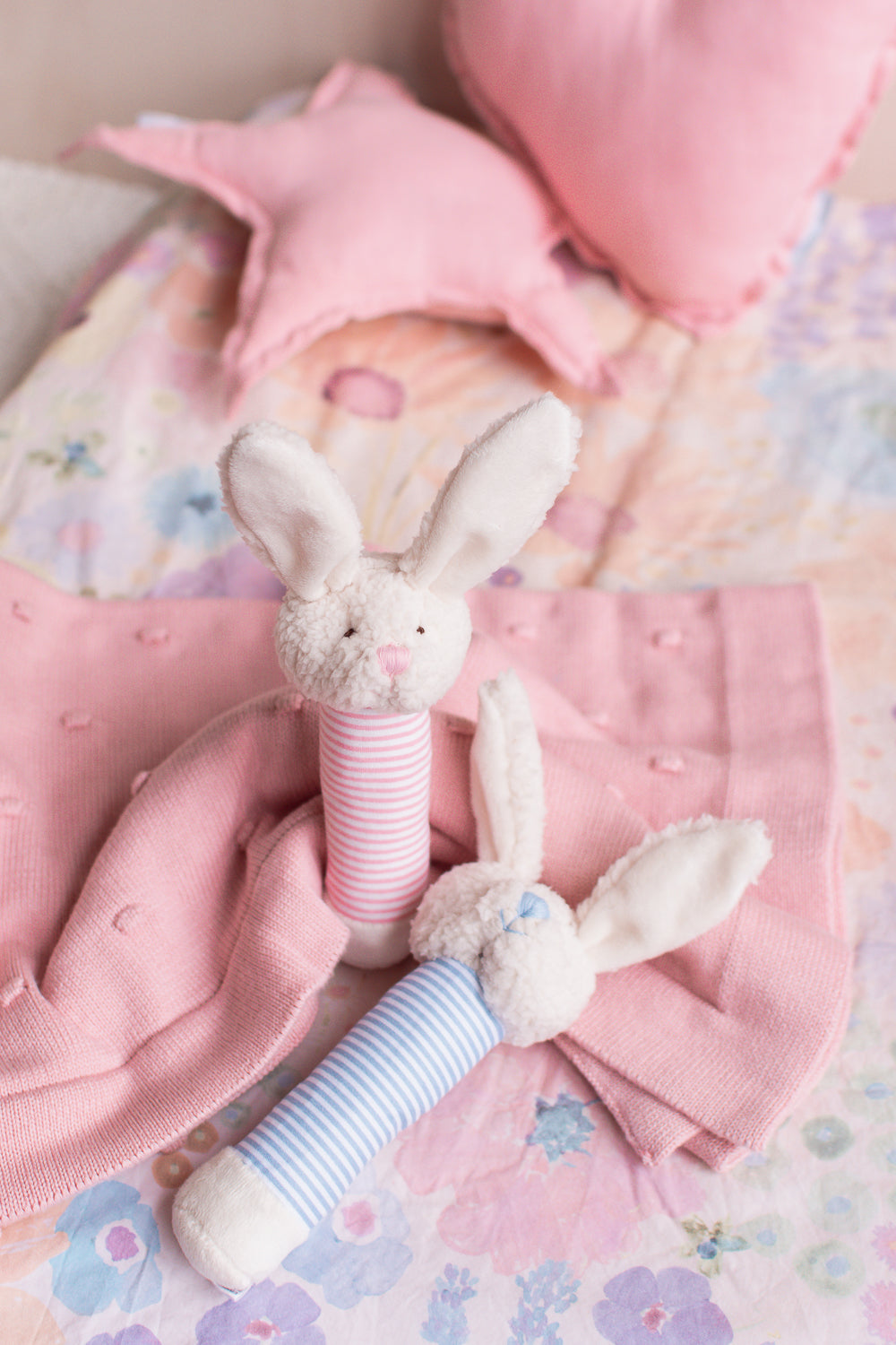 Bella Bunny Baby Rattle Toy - Soft Plush Blue Teether for Infants & Toddlers | Perfect for Soothing, Sensory Play & Early Learning Development