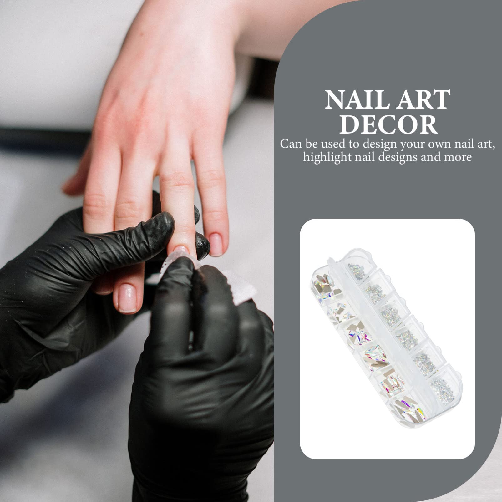Lurrose 1 Box Nail Drill Gems - Glitter Rhinestones for Nails, Nail Art Studs & Craft Diamonds | Includes Craft Tweezers & Flash Glass | Perfect for DIY Nail Art, Manicures, Pedicures & Crafting Projects