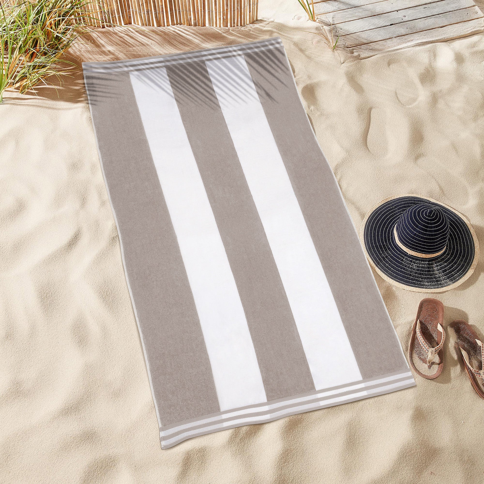 Premium Cabana Stripe Oversized Cotton Beach Towel Set of 2, 4, or 6 - Soft, Absorbent & Quick-Drying for Pool, Beach, Vacation & Spa Use