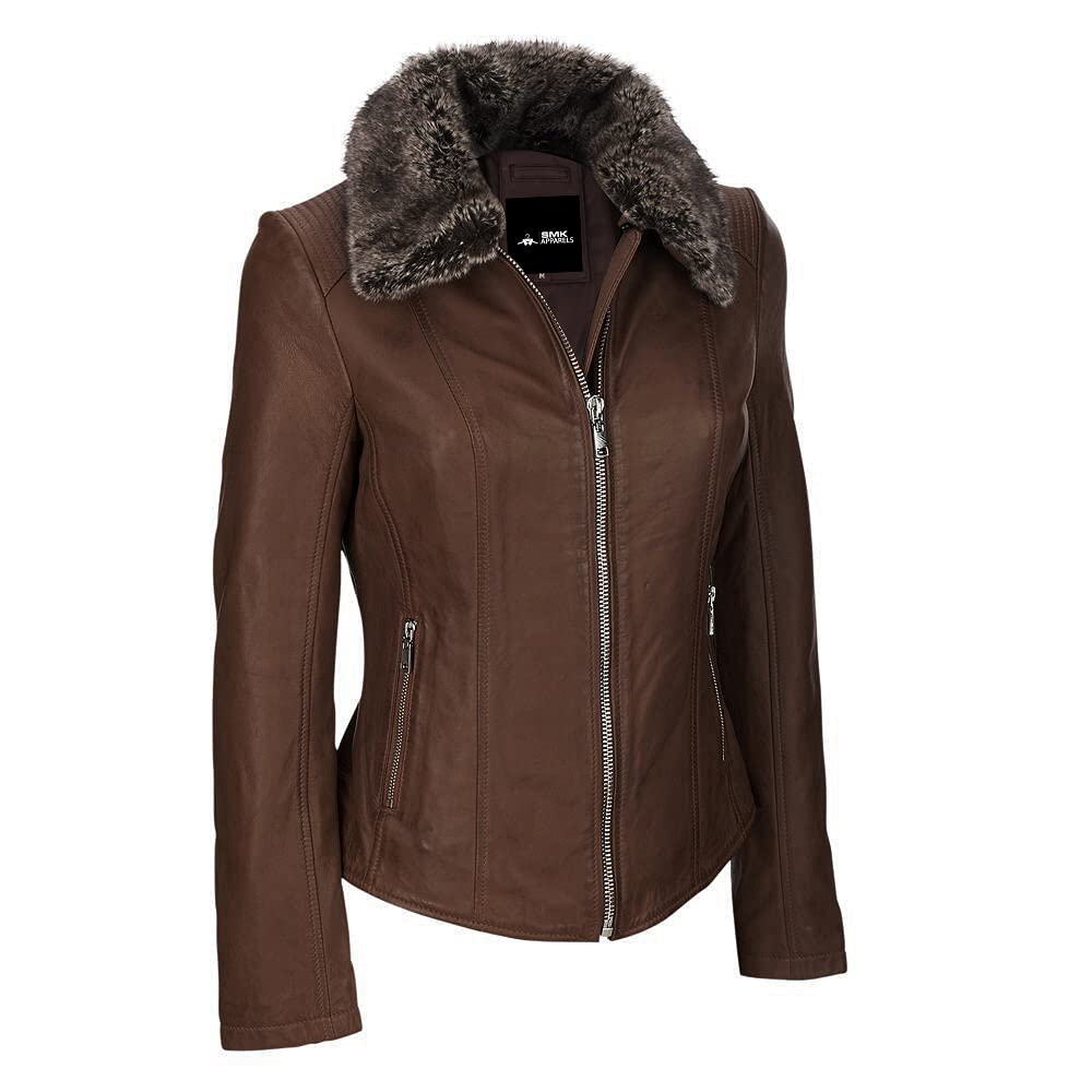 Stylish Black Faux Leather Jacket with Furry Collar for Women | Vegan Leather Coat | Perfect for Casual Outfits, Night Out & Fall Fashion