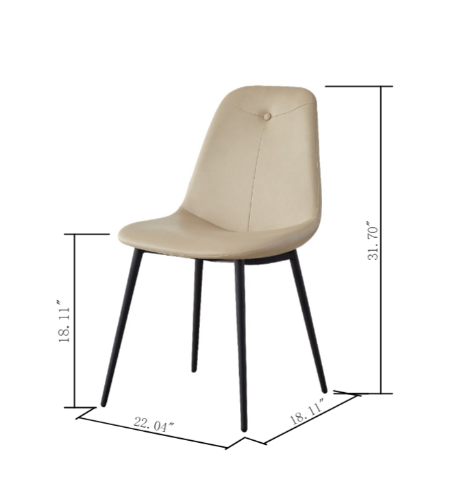 Mid Century Modern Dining Chairs Set of 2 - High Back PU Faux Leather Upholstered Kitchen & Dining Room Chairs with Metal Legs - Comfortable Large Padded Accent Chairs for Home, Restaurant or Cafe