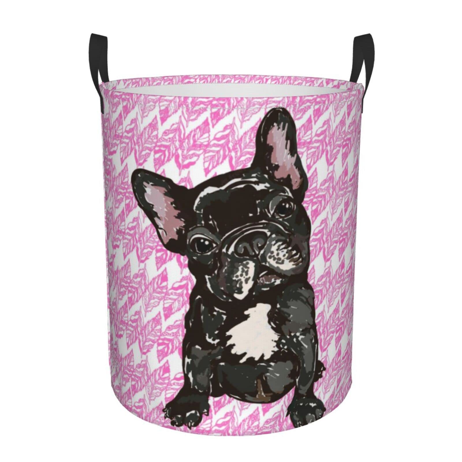 YINSING French Bulldog Watercolor Collapsible Laundry Basket - Waterproof Fabric Hamper with Handle for Dirty Clothes, Toys & Bathroom Storage - Medium Size Organizer Bin for Home, Dorm & Nursery