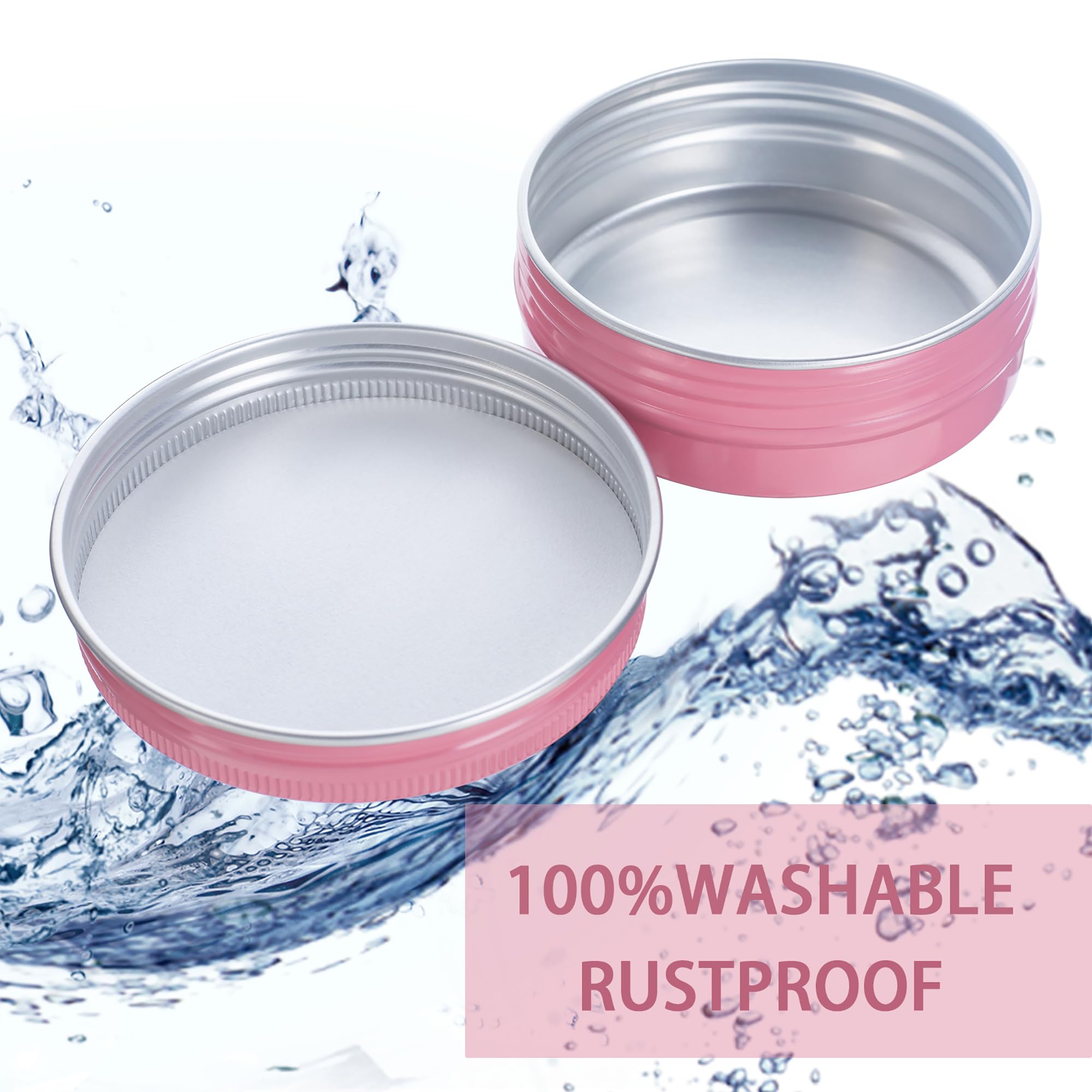 24 Pack 3oz Screw Top Aluminum Tin Jars with Lids & Blank Labels - 90ml Refillable Metal Containers for Lip Balm, Candle Making, DIY Salves, Spice Storage & Craft Supplies (Pink) | Perfect for Homemade Cosmetics, Travel Essentials & Small Item Organization