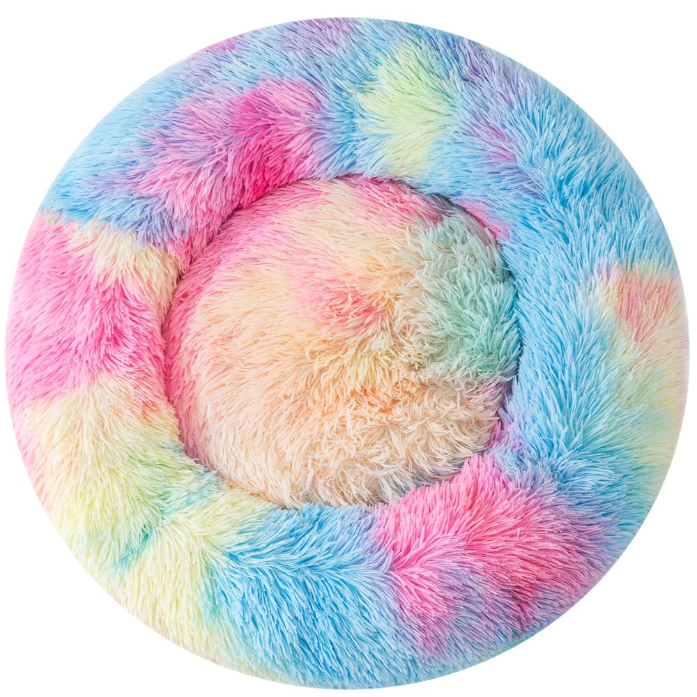 **Cozy Donut Pet Bed for Small Dogs & Cats - Soft Round Dog Bed & Cat Bed for Puppies & Kittens Under 3Kg - Perfect for Cuddling, Sleeping & Relaxing in Living Room or Bedroom**