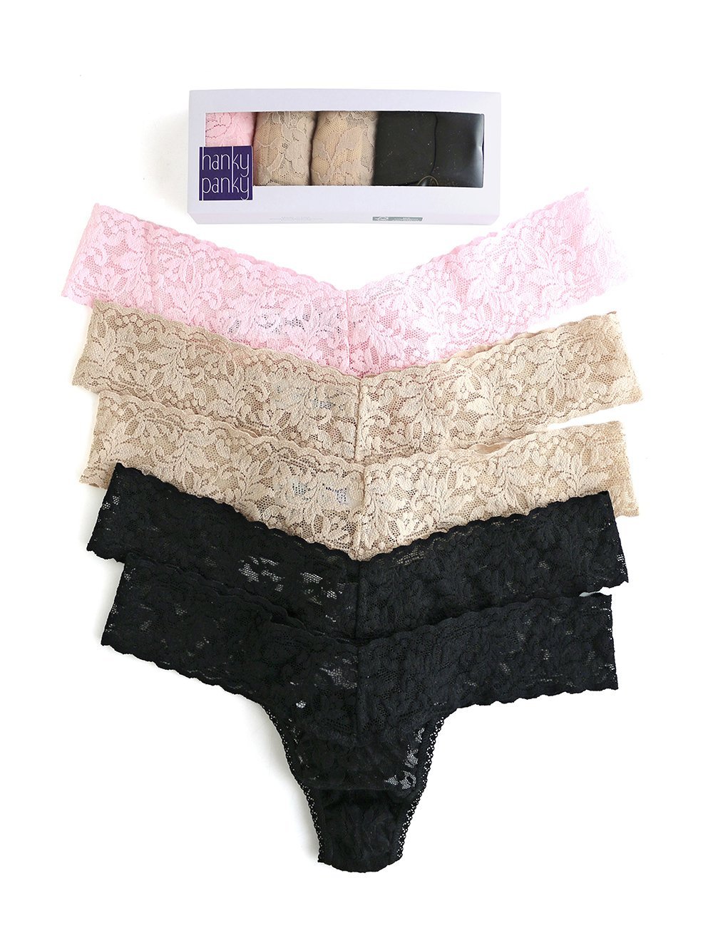 Hanky Panky 5-Pack Low Rise Thong Underwear for Women - Comfortable Seamless Panties for Everyday Wear, Yoga & Lounge