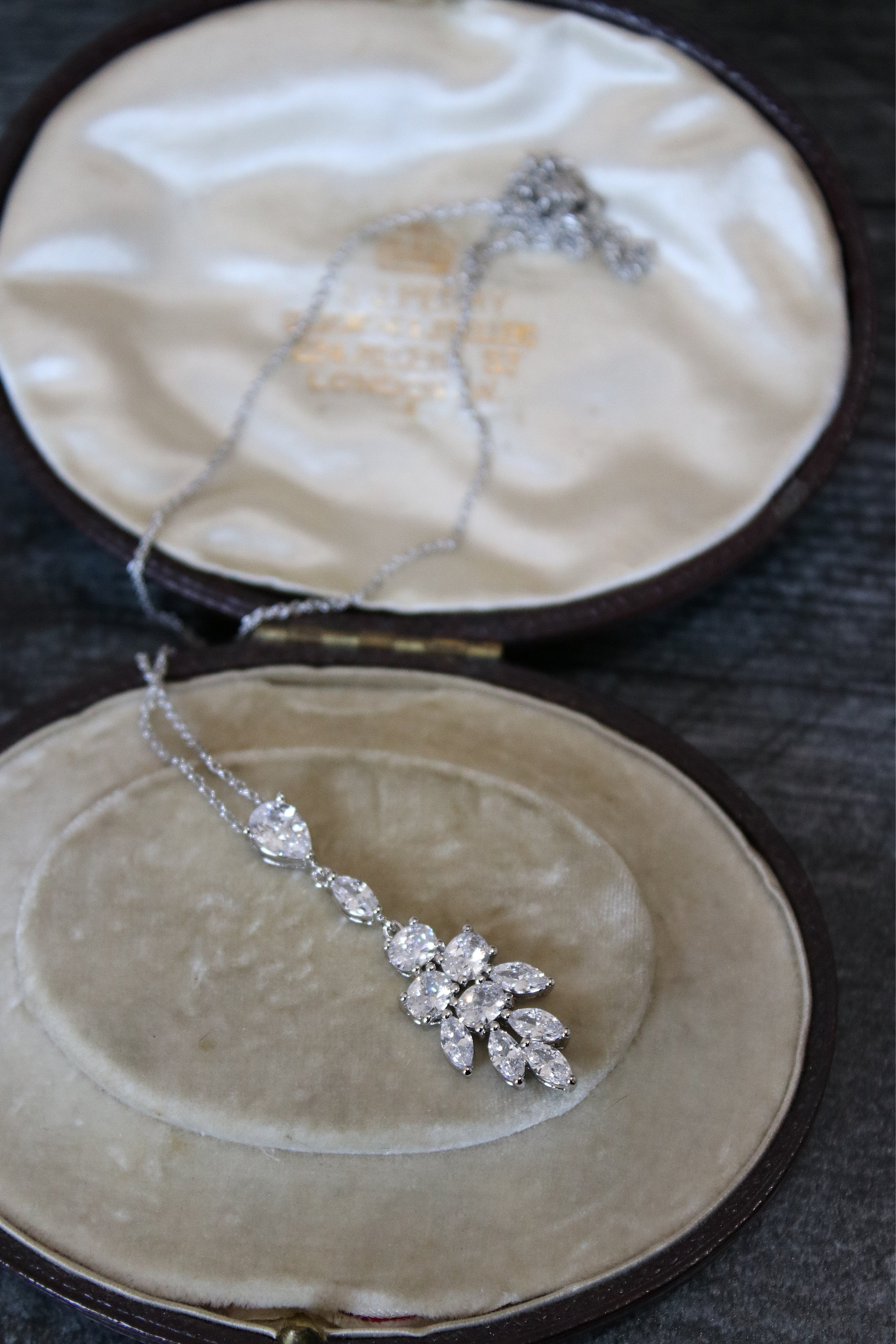 JASMINE Bridal Drop Earrings and Necklace Set - Sterling Silver Wedding Jewelry for Bride, Bridesmaid, and Formal Occasions