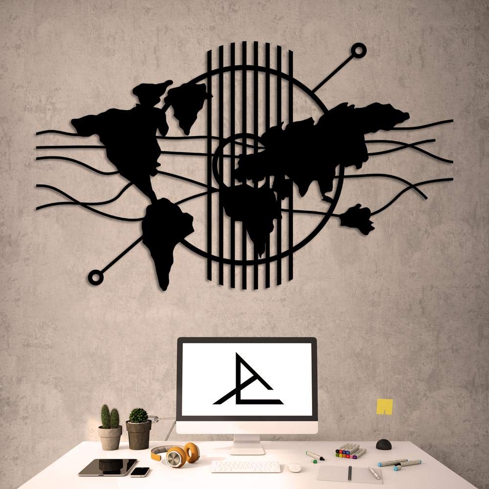 Stylish Metal World Map Wall Art - 18.11 x 30.71 Inch Decorative Home & Office Wall Decor for Living Room, Bedroom - Perfect for Travel Lovers & Geography Enthusiasts
