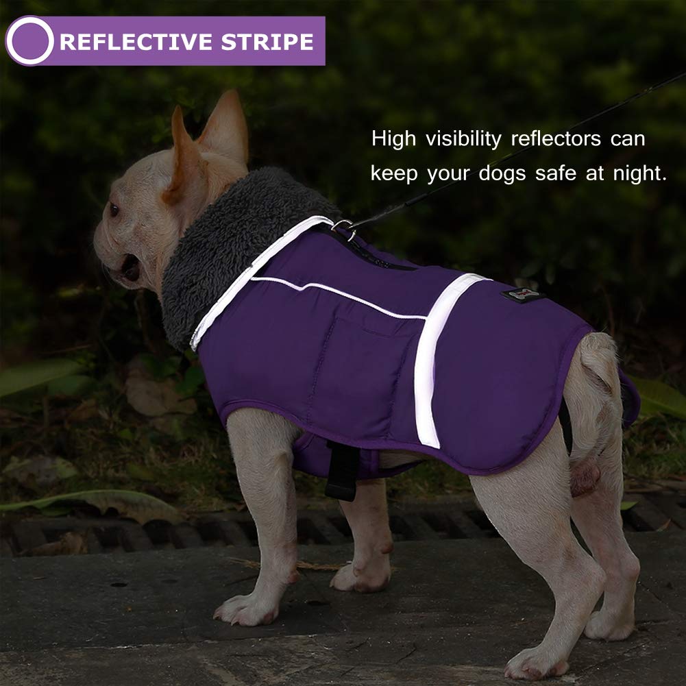 QBLEEV Reflective Waterproof Dog Winter Coat - Fleece Lined Turtleneck Jacket for Small, Medium & Large Dogs - Warm Snowsuit for Cold Weather & Outdoor Adventures - Perfect for Christmas, Hiking & Winter Walks