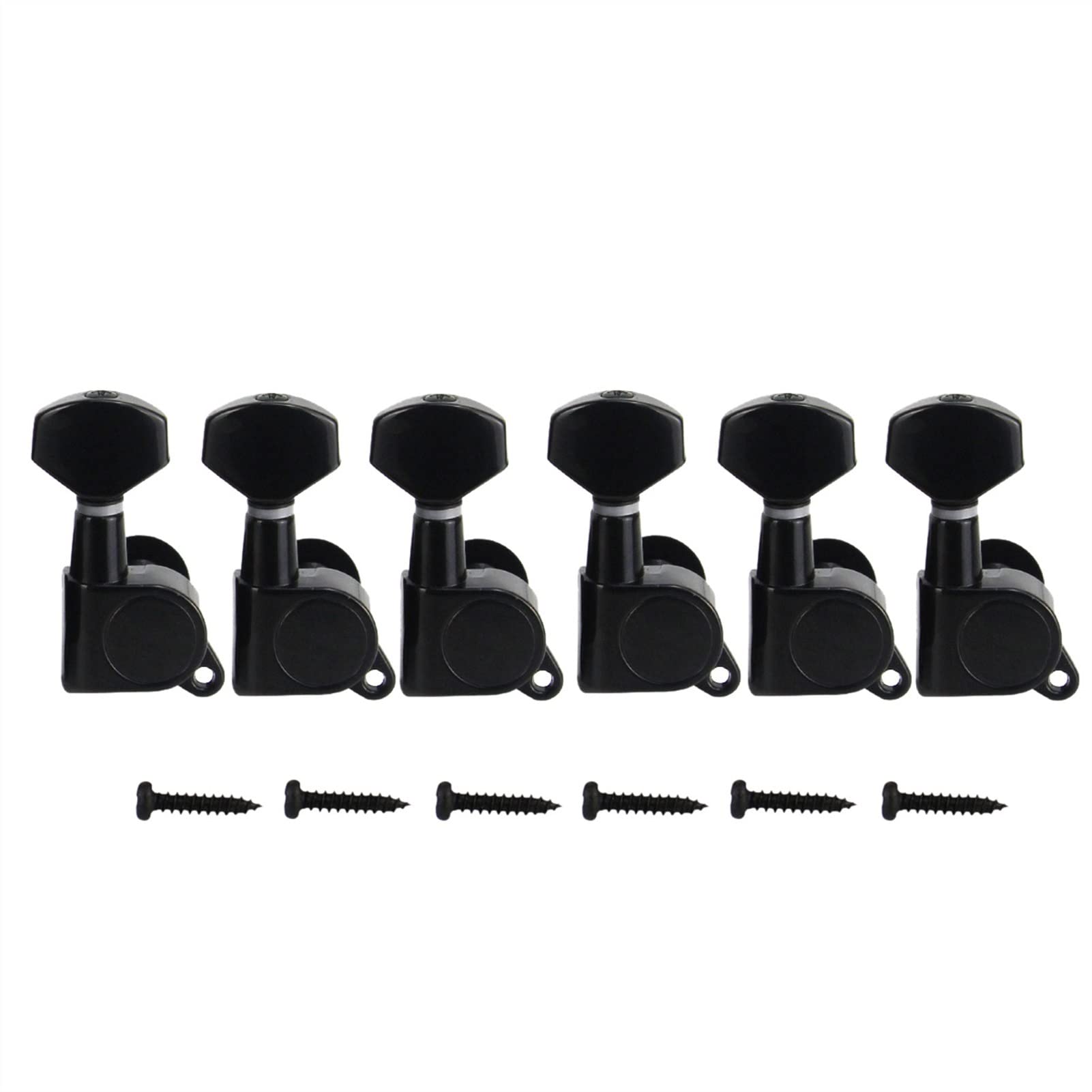 6R Guitar Tuning Pegs Set - 15:1 Gear Ratio Machine Heads Tuners for Right-Handed Guitars (Black) - Perfect for Guitar Maintenance & String Replacement