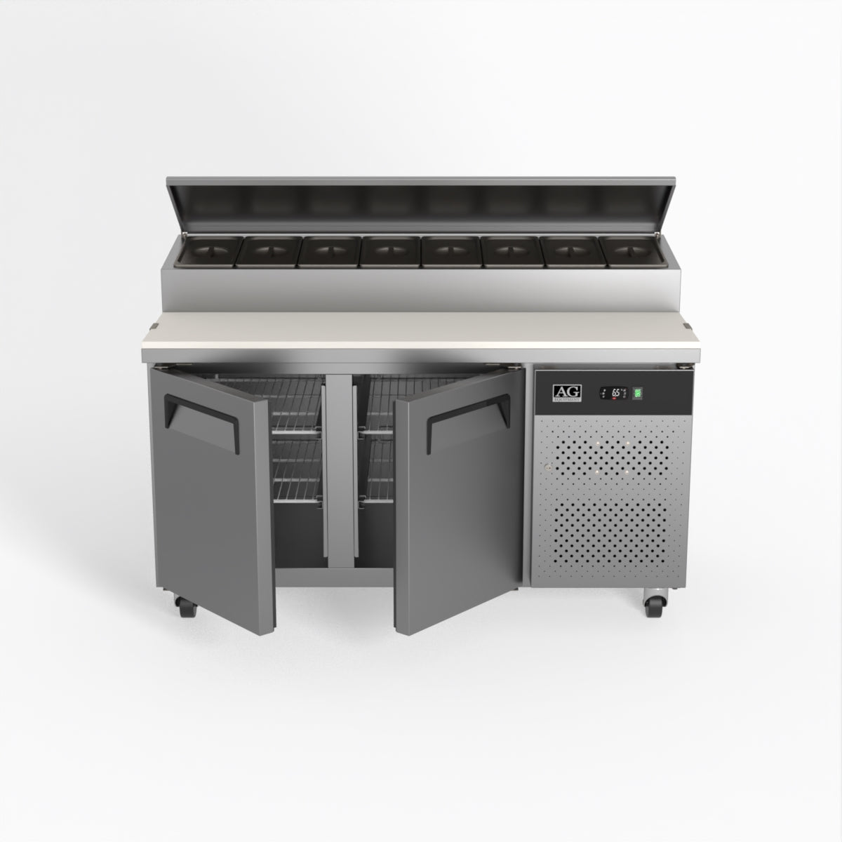 AG 2 Door Saladette Refrigerator with 8 x 1/3 GN Trays - Commercial Kitchen & Restaurant Use